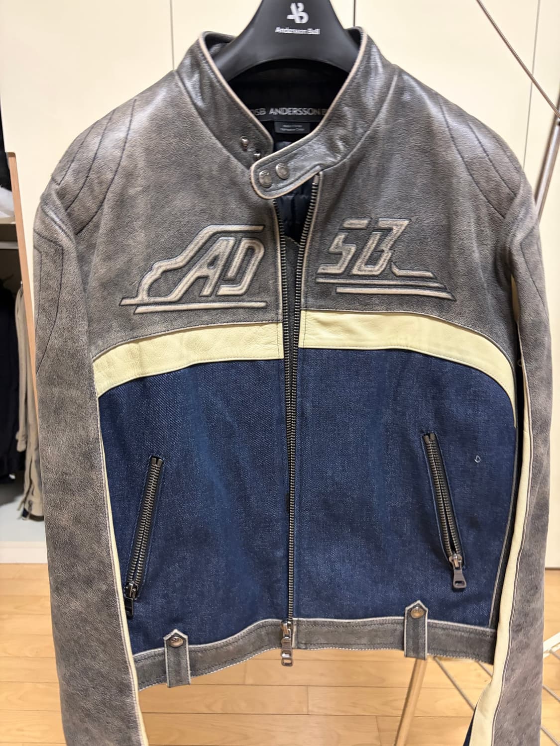 레이싱 레더 자켓 awa591m(BLACK) 상품이미지1