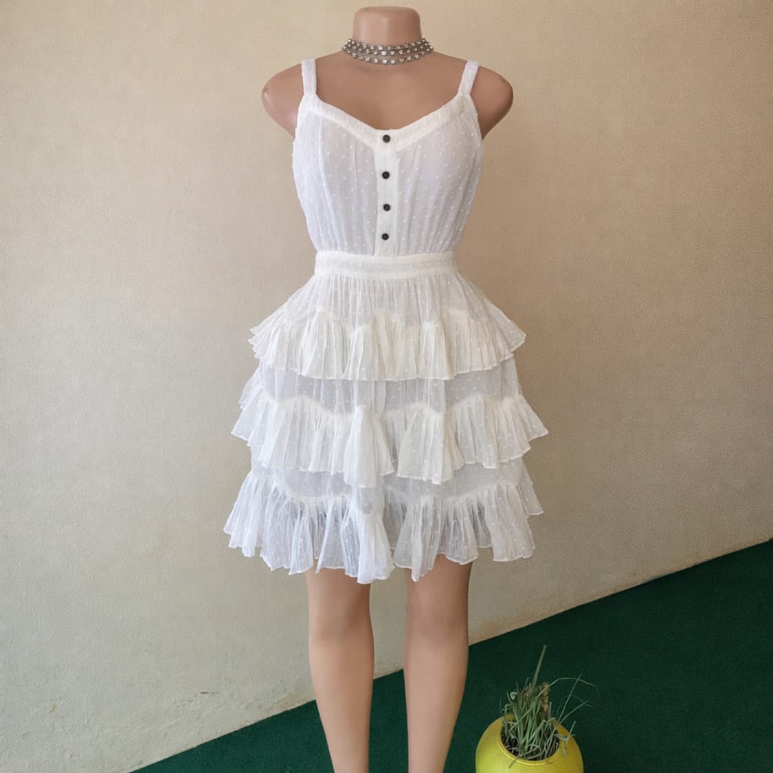 마쥬 화이트 러플 원피스 상품이미지1