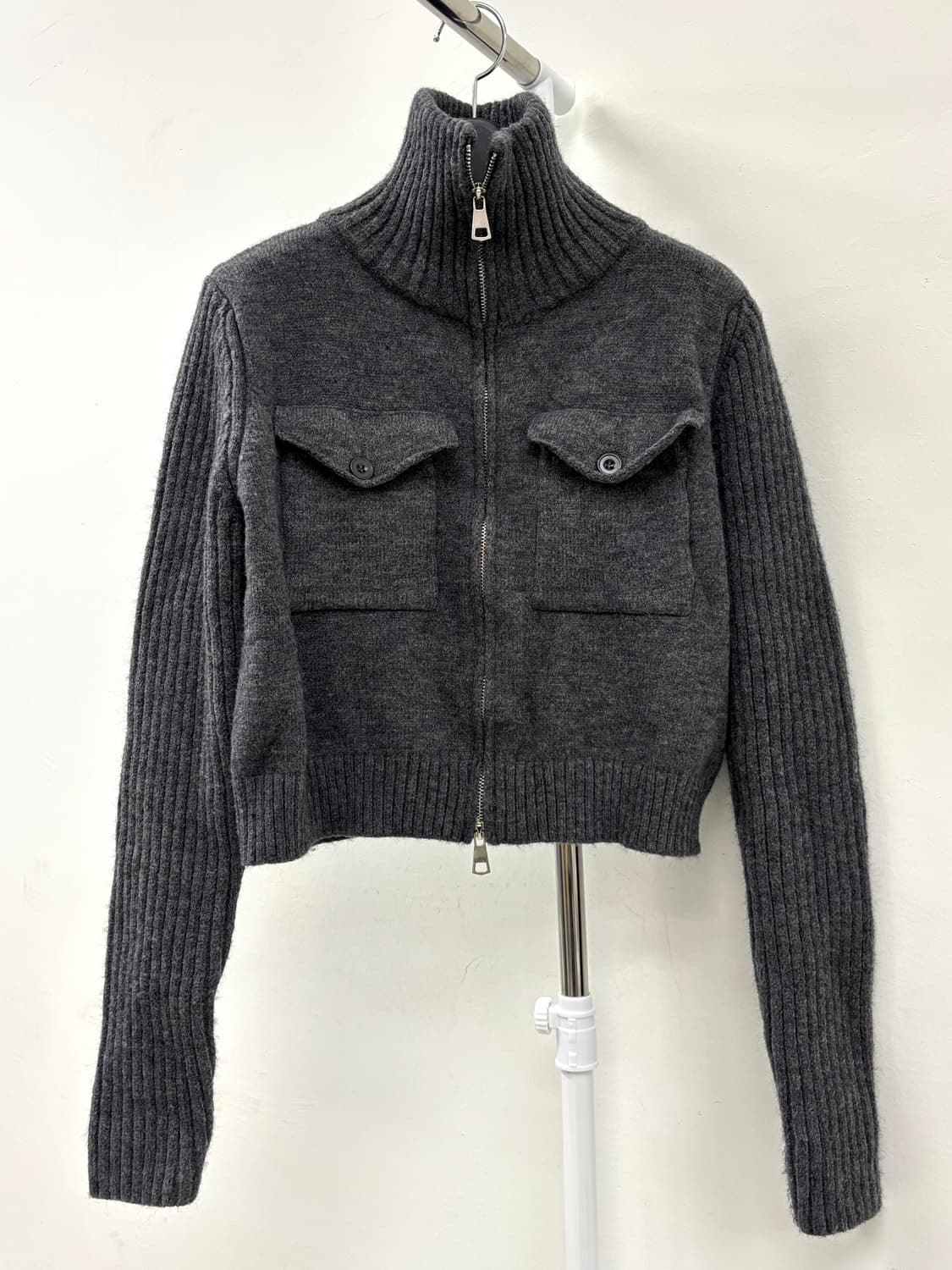 빈티지 투웨이 크롭 니트집업 상품이미지6