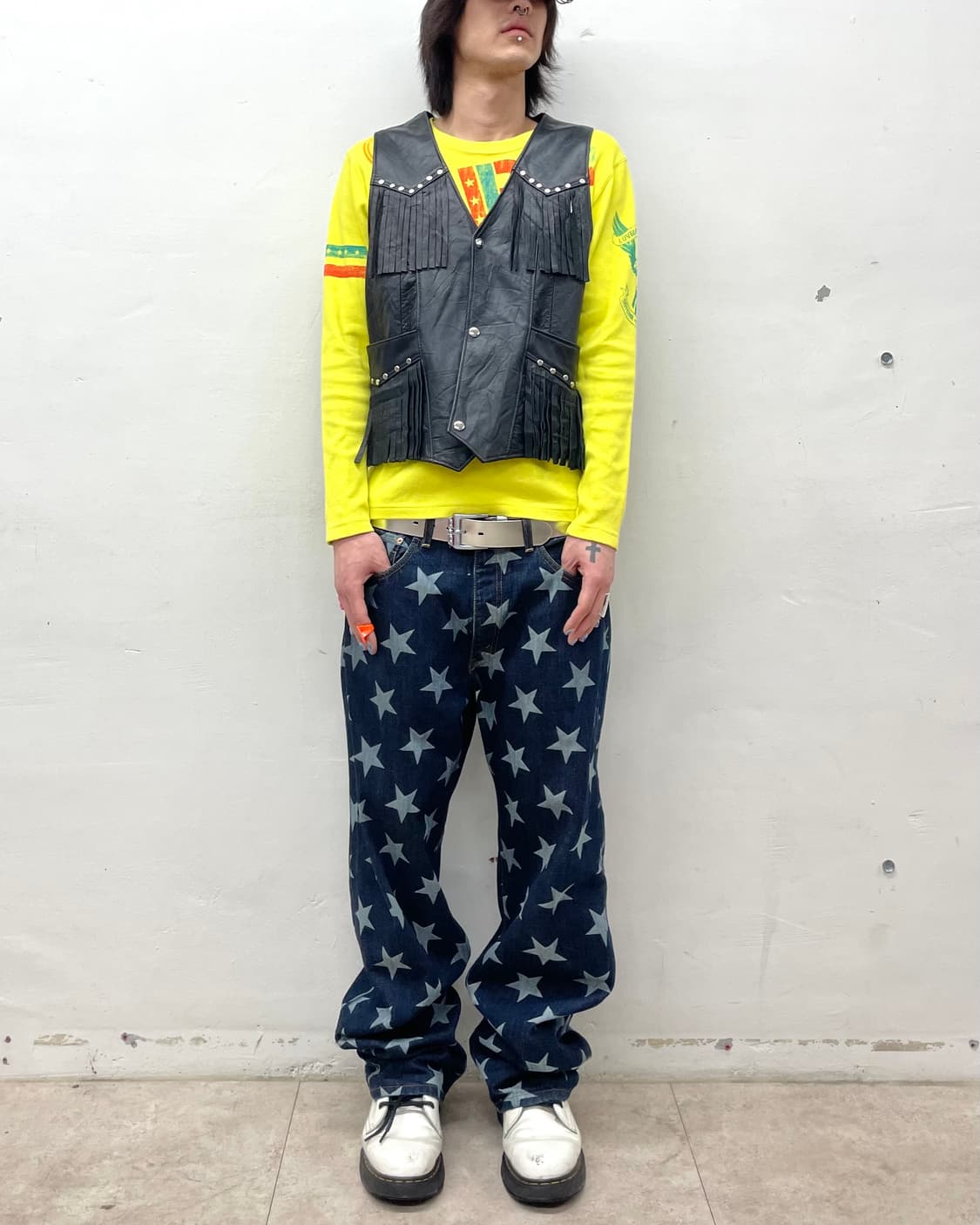Western Fringe Stud Leather Vest  상품이미지5