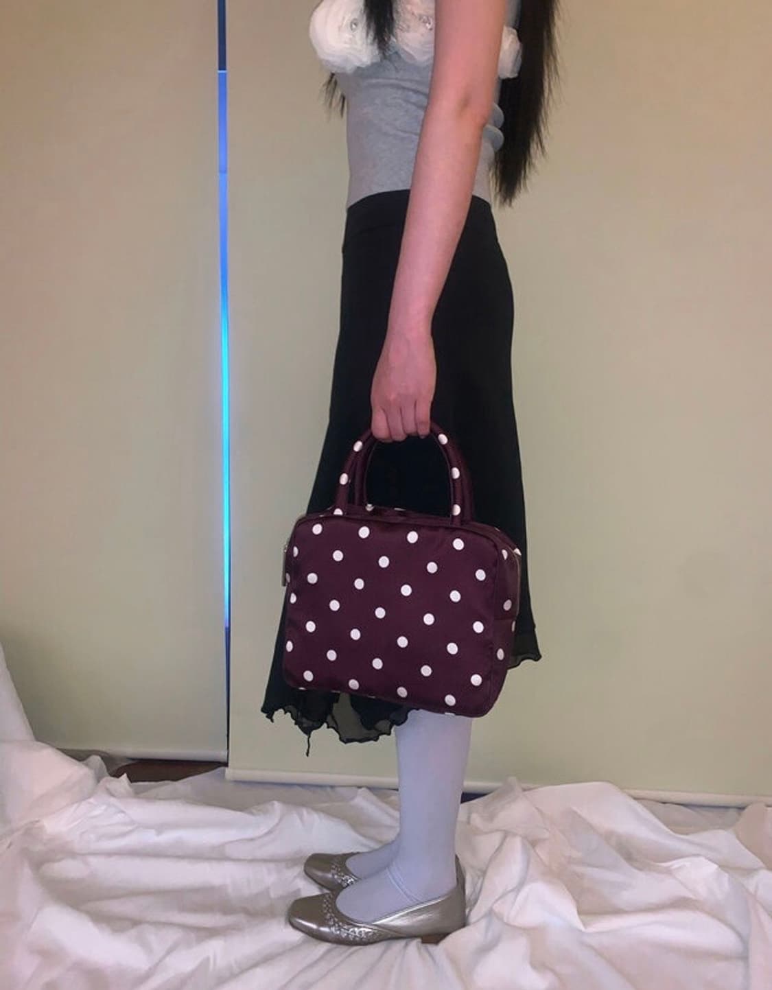 피치바스켓 폴카 도트 백 퍼플 상품이미지2