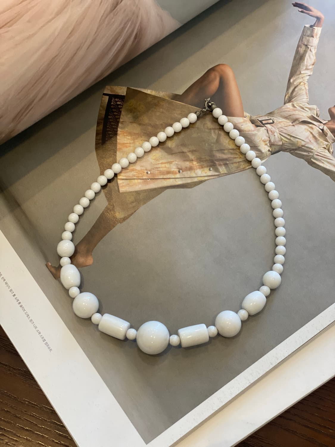 빈티지 화이트 비즈 목걸이 상품이미지3