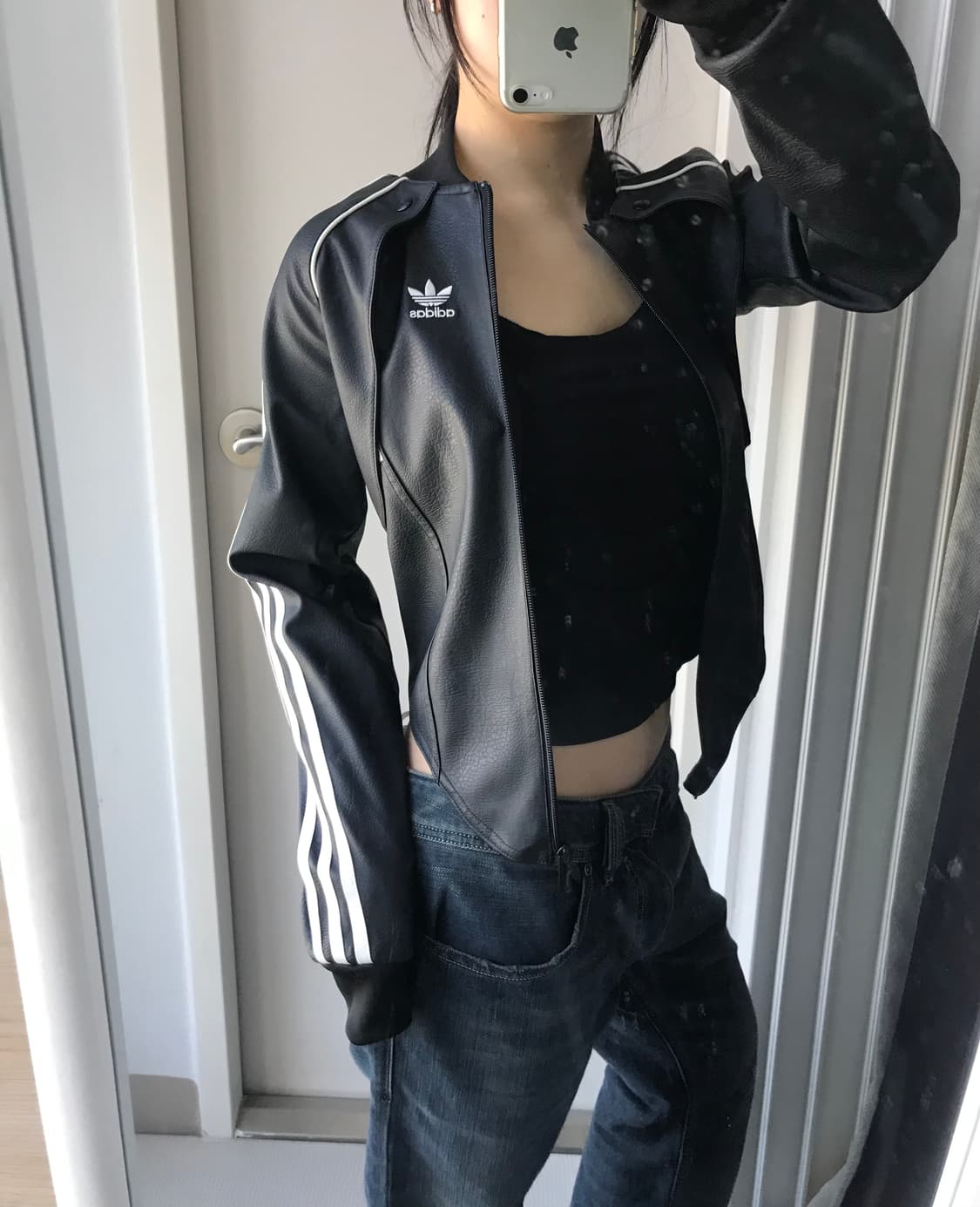 아디다스 레더 크롭 베스트 볼레로 자켓 xs 상품이미지1