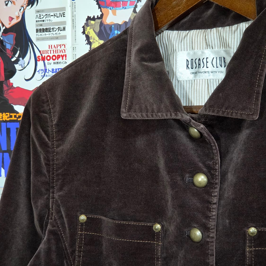 JPN 빈티지 버튼 브라운 벨벳 자켓 상품이미지3