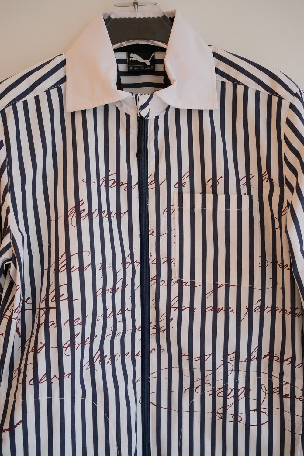 Lettering stripe zipper shirt jacket 상품이미지1