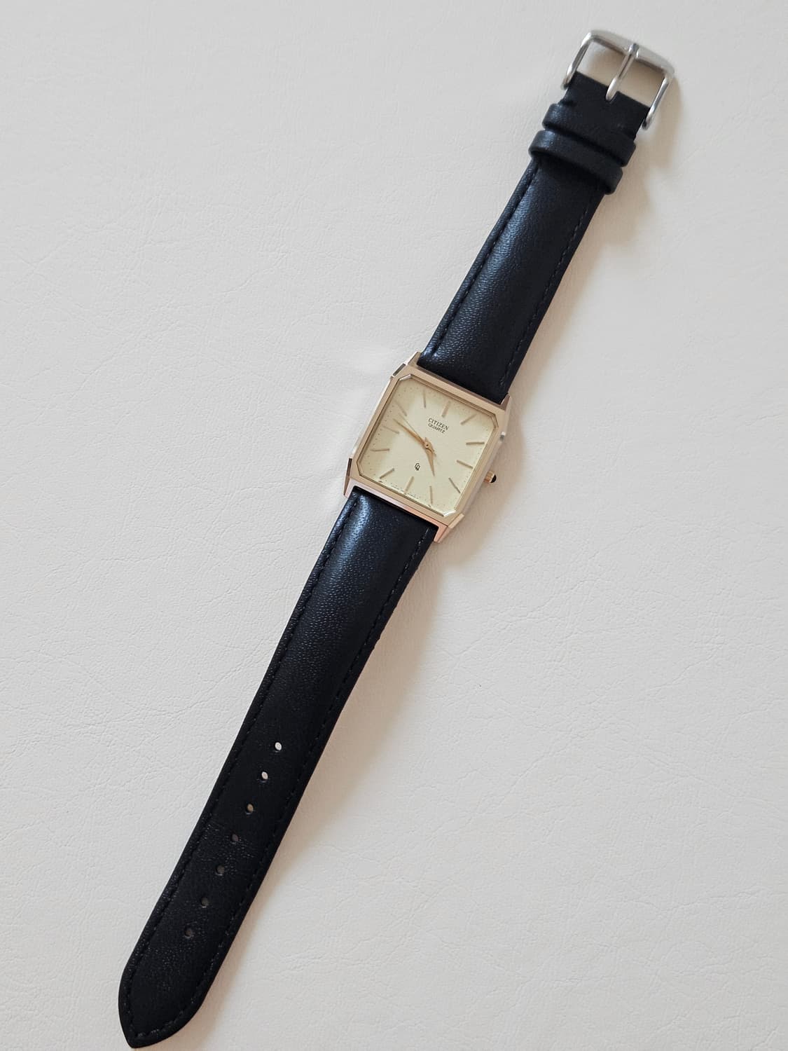 빈티지 시티즌 쿼츠 사각 드레스 금장 가죽 시계 상품이미지5