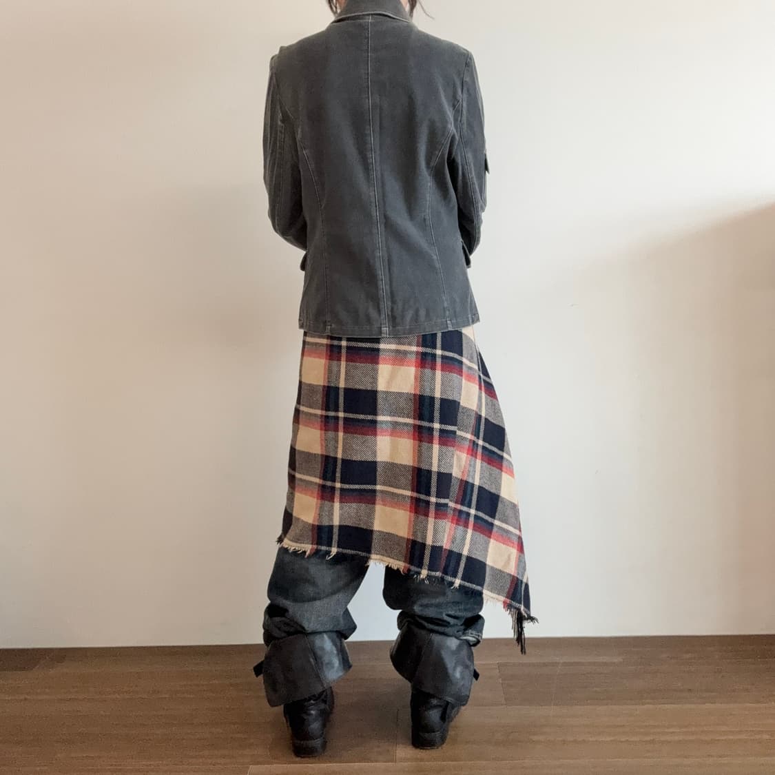 Checkered Scarf Skirt 상품이미지4