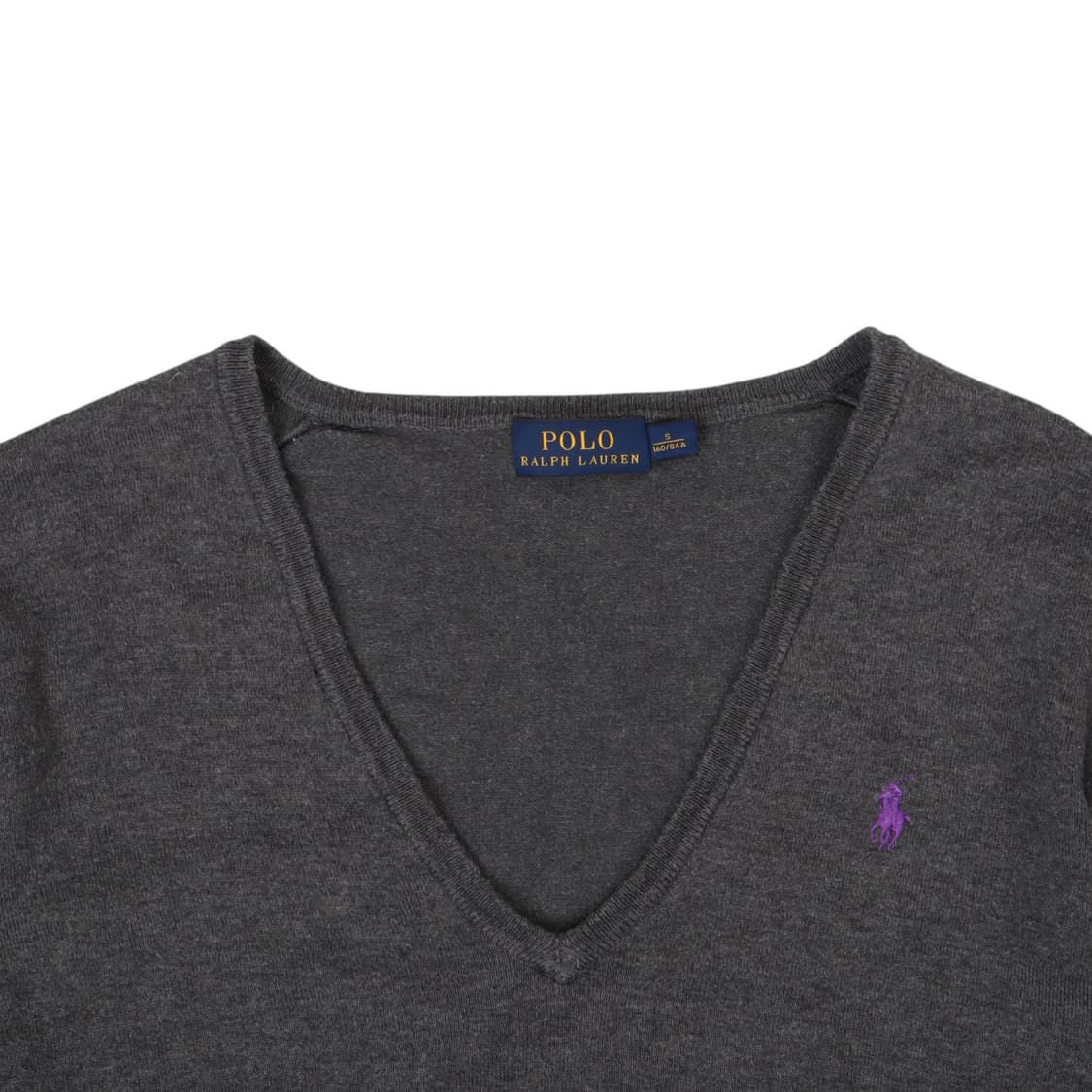 폴로 랄프로렌 우먼스 그레이 코튼 브이넥 니트 상품이미지2