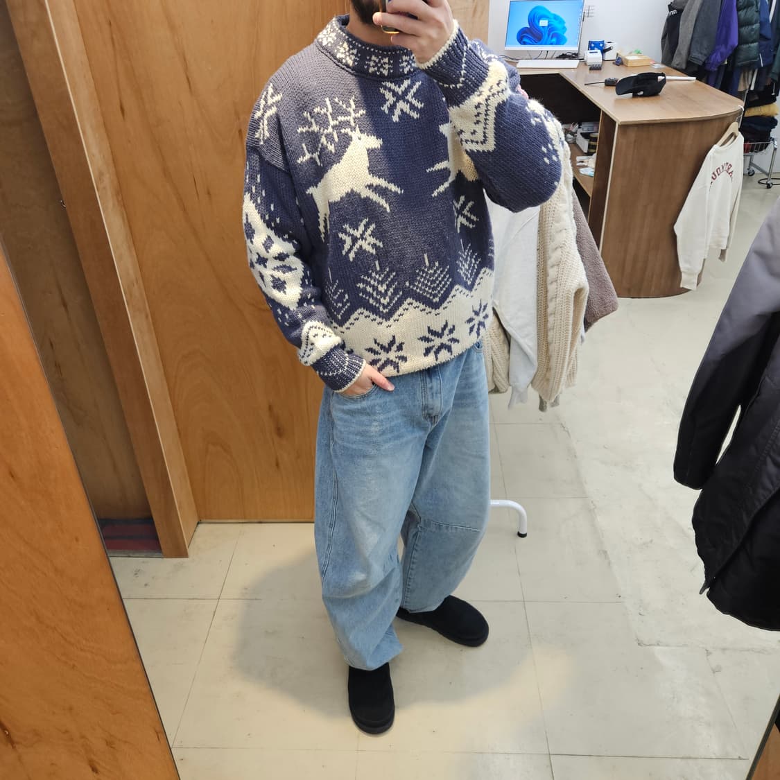 90's snowy peak 스노위픽 빈티지 니트 스웨터 뉴질랜드산 L 상품이미지9