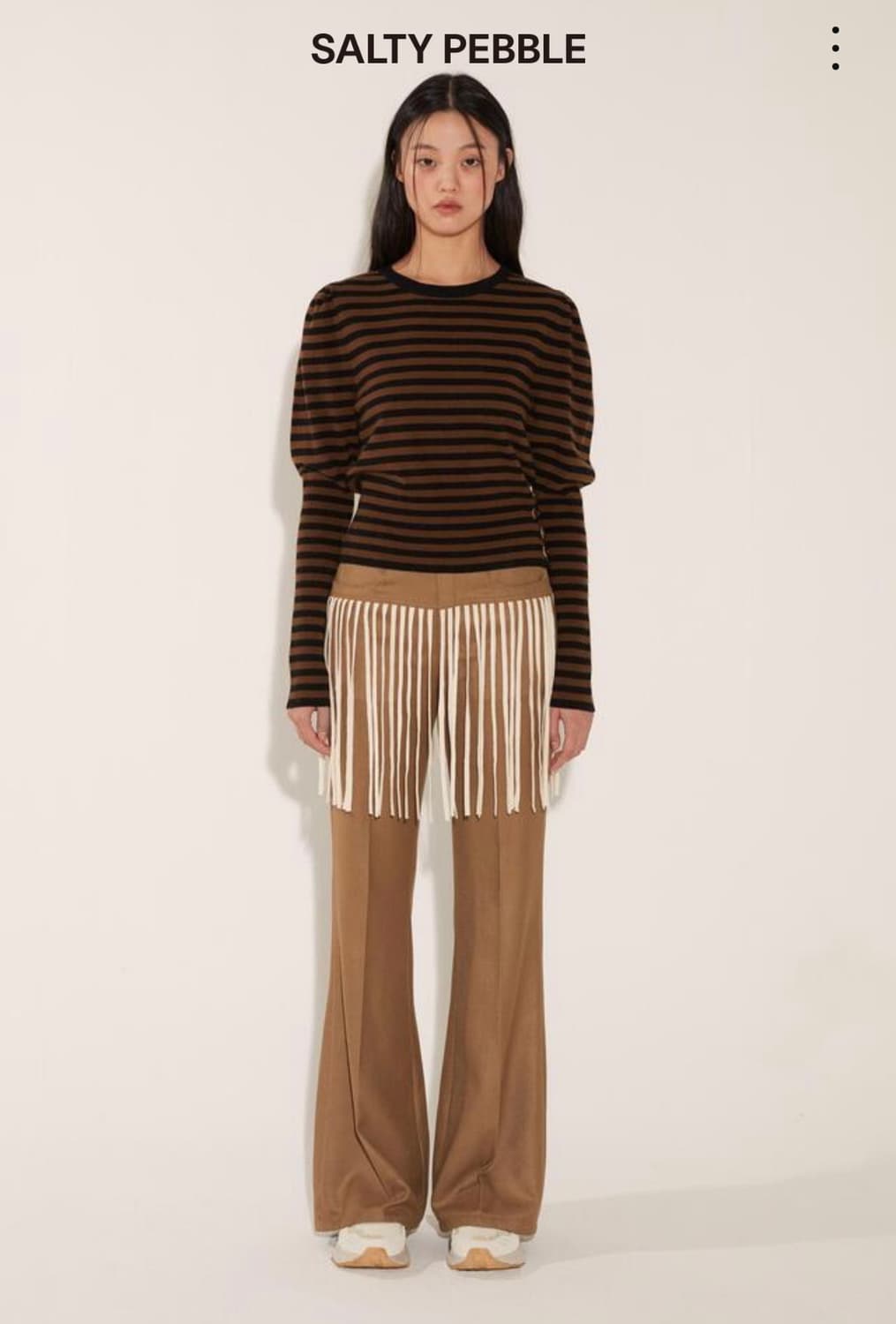 솔티페블 스트라이프 퍼프 니트 브라운 상품이미지2