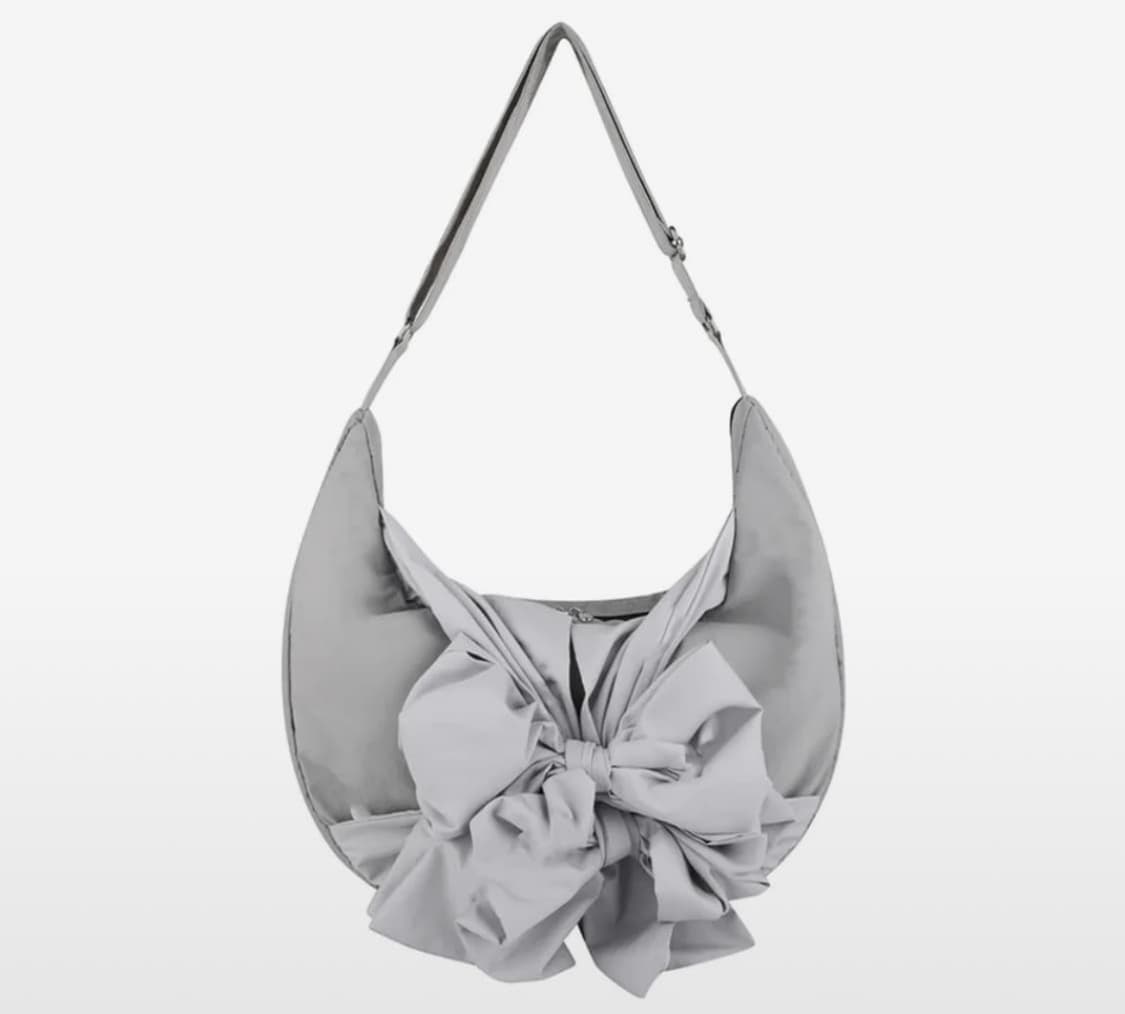 이우가마카라스 노티드 숄더백 리본백 나일론 실버 상품이미지2