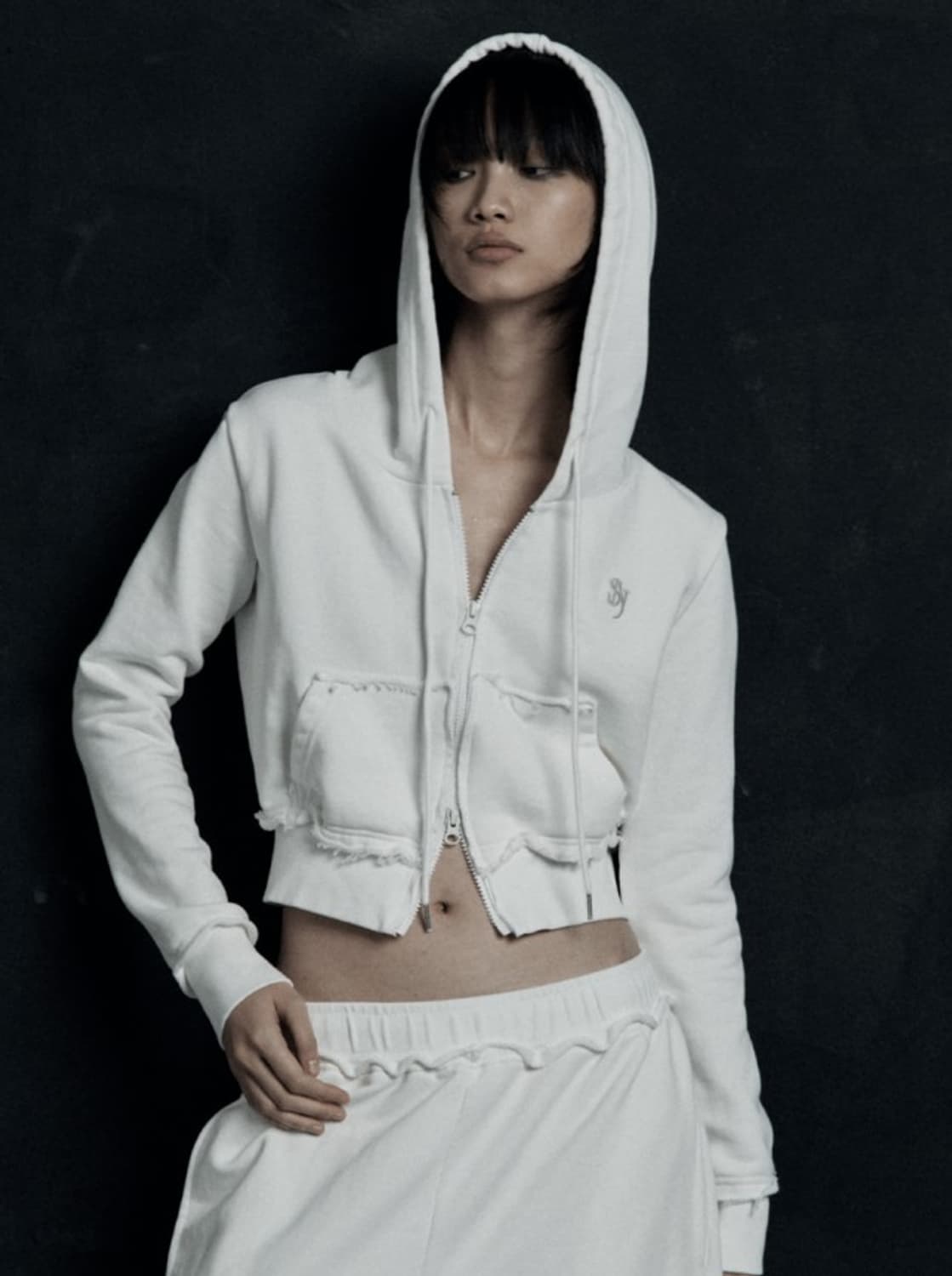 SNJ CUT-OFF CROP ZIP UP (WHITE) 상품이미지6