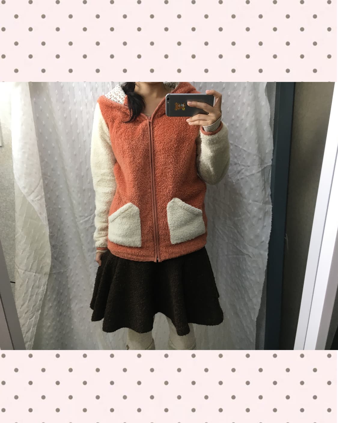 오렌지 배색 플리스 후드집업 상품이미지4