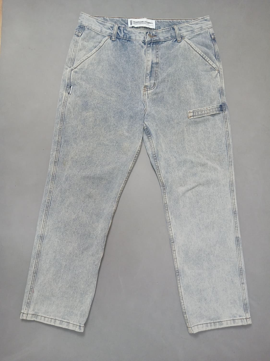 [34] 스모킹라이프 연청 스톤워싱 와이드 스트레이트진 청바지 상품이미지1