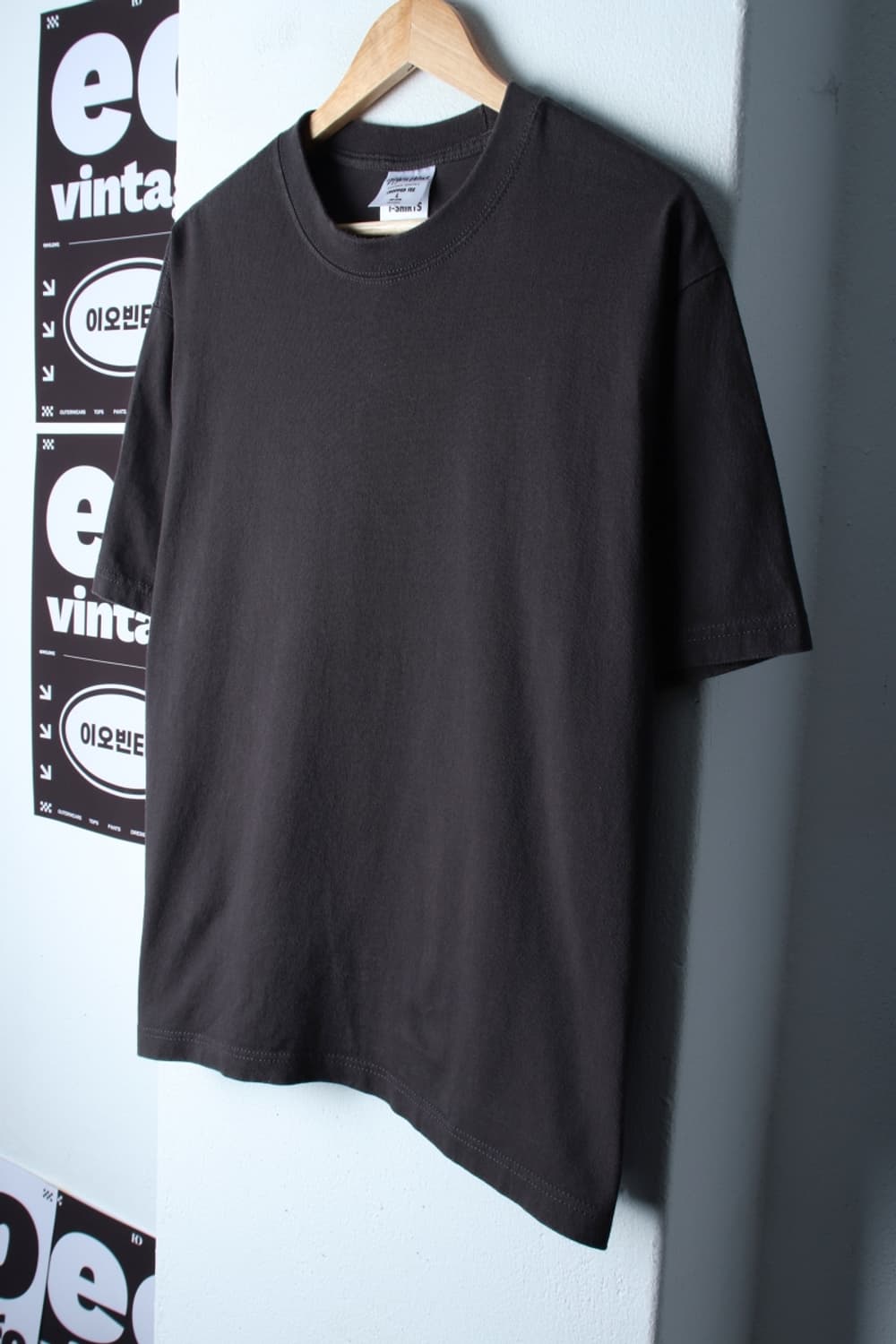 (L-XL) 샤카웨어 반팔 티셔츠 USA 차콜 무지 크롭-H32092 상품이미지1