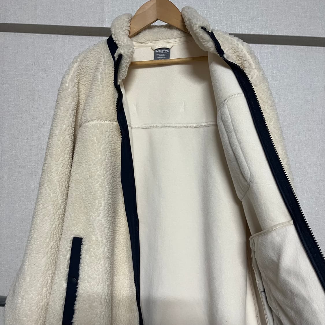 디스커버리 아이보리 뽀글이 롱 후리스 100 상품이미지10