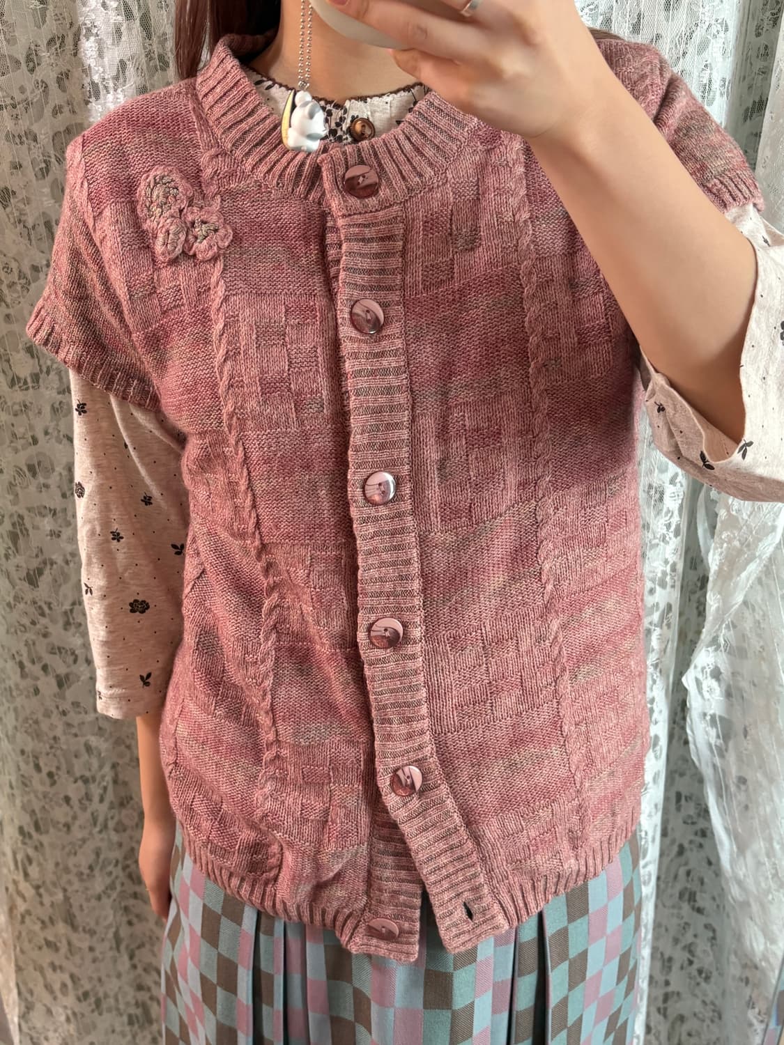 Pink vintage 윈터 가디건 상품이미지2