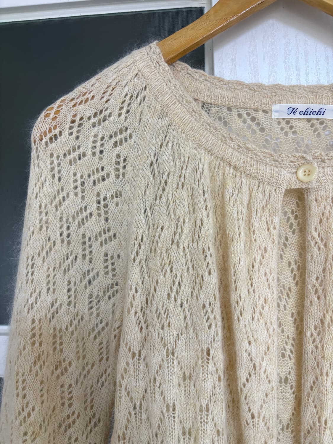 연한 베이지 앙고라 가디건 상품이미지2