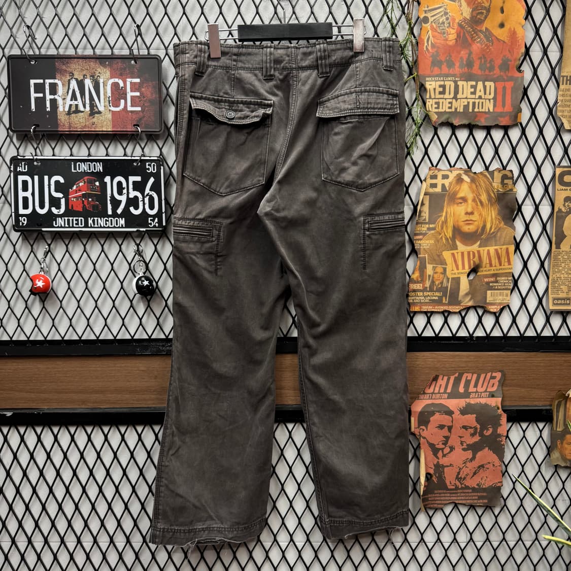 00s GAP 갭 피그먼트 워싱 카고 팬츠 포켓 지퍼 디테일 차콜 상품이미지2