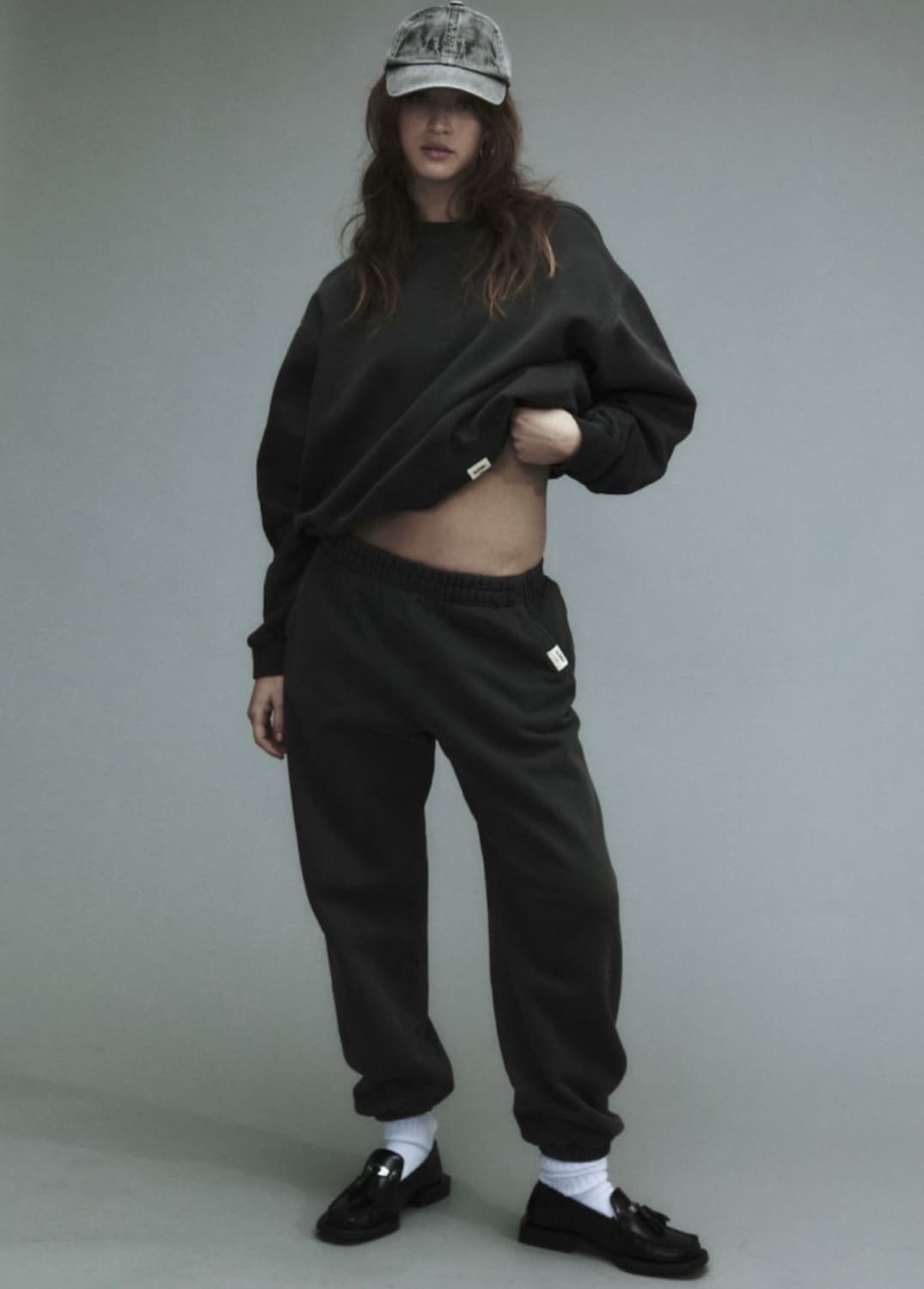 글로니 G클래식 워시드 스웨트팬츠 차콜 스웻홈웨어트레이닝복바지셋업조거챠맨 상품이미지9