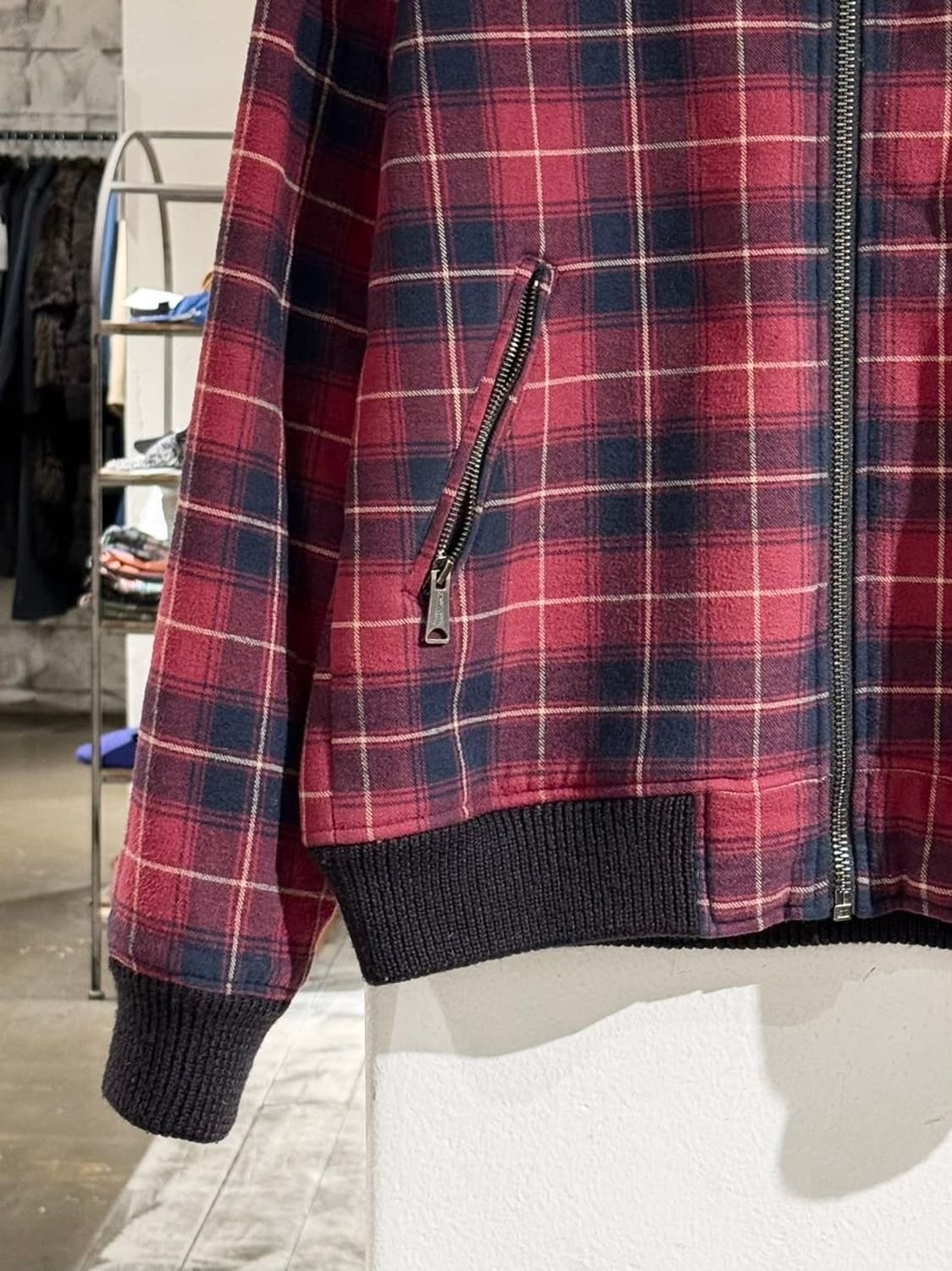 쇼트 타탄 체크 셰르파 봄버 자켓 상품이미지4