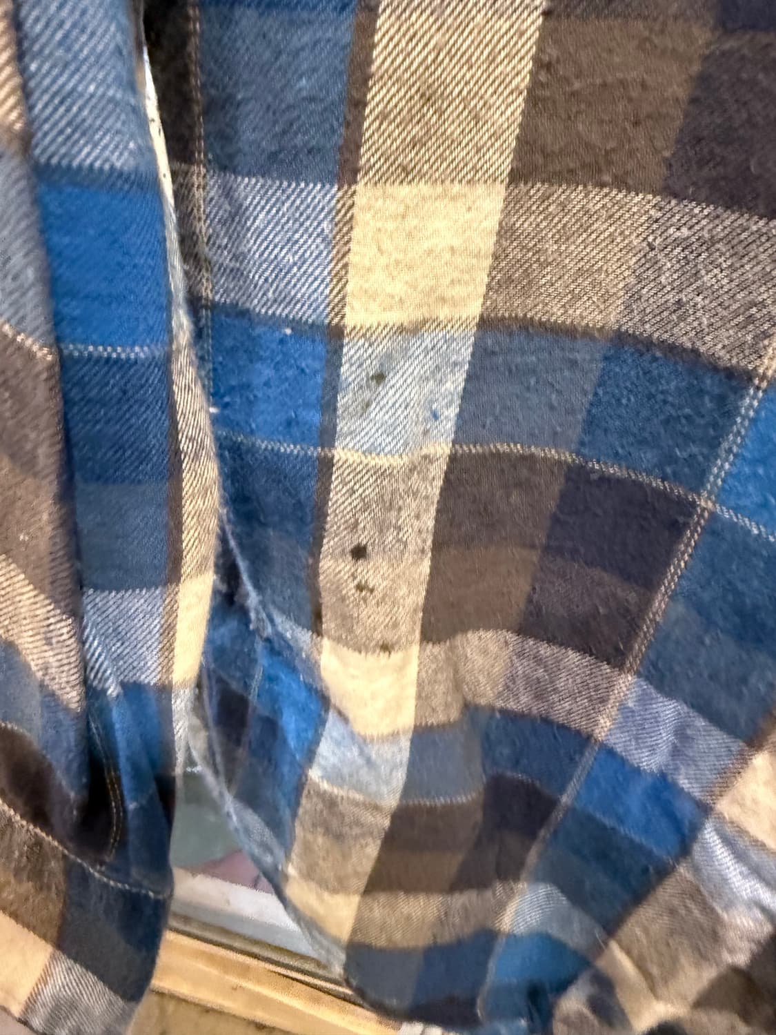 빈티지 블루 플란넬 체크셔츠 상품이미지3