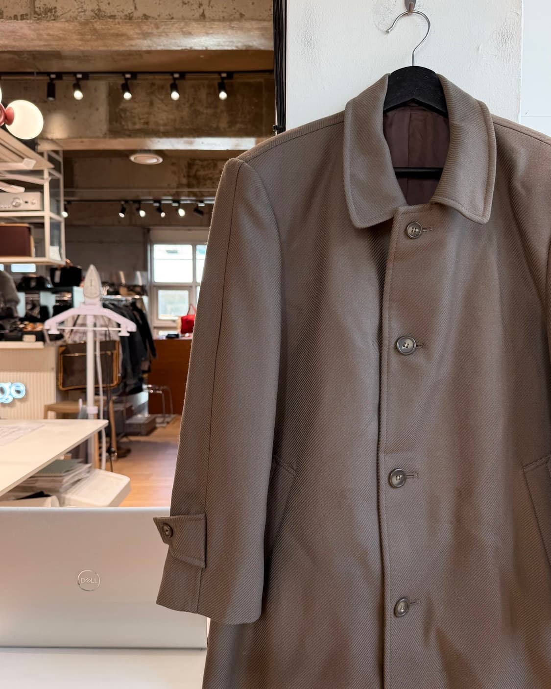 입생로랑 브라운 싱글 울 롱 코트  상품이미지4