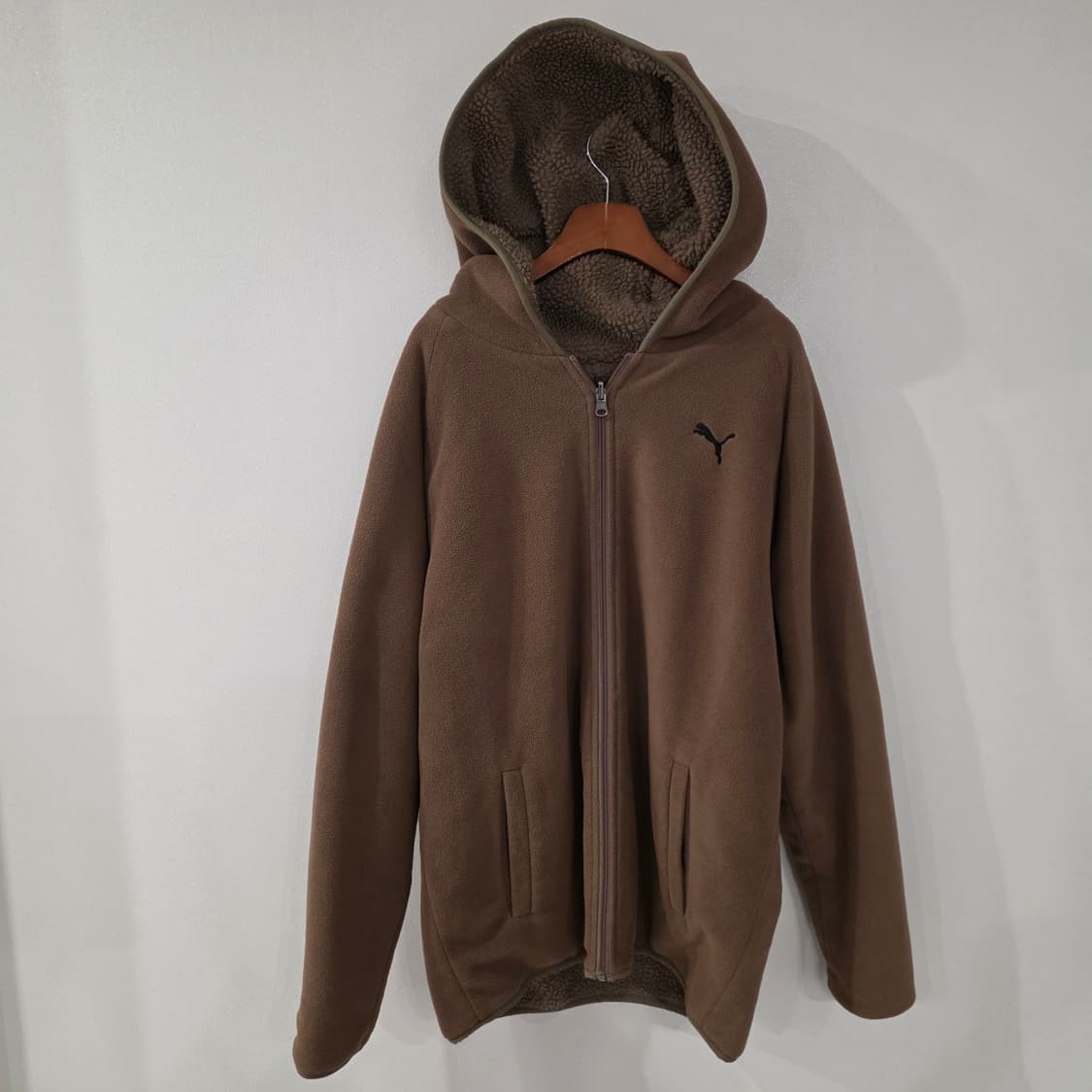푸마 리버시블 플리스 후드 자켓 XL 브라운 상품이미지1