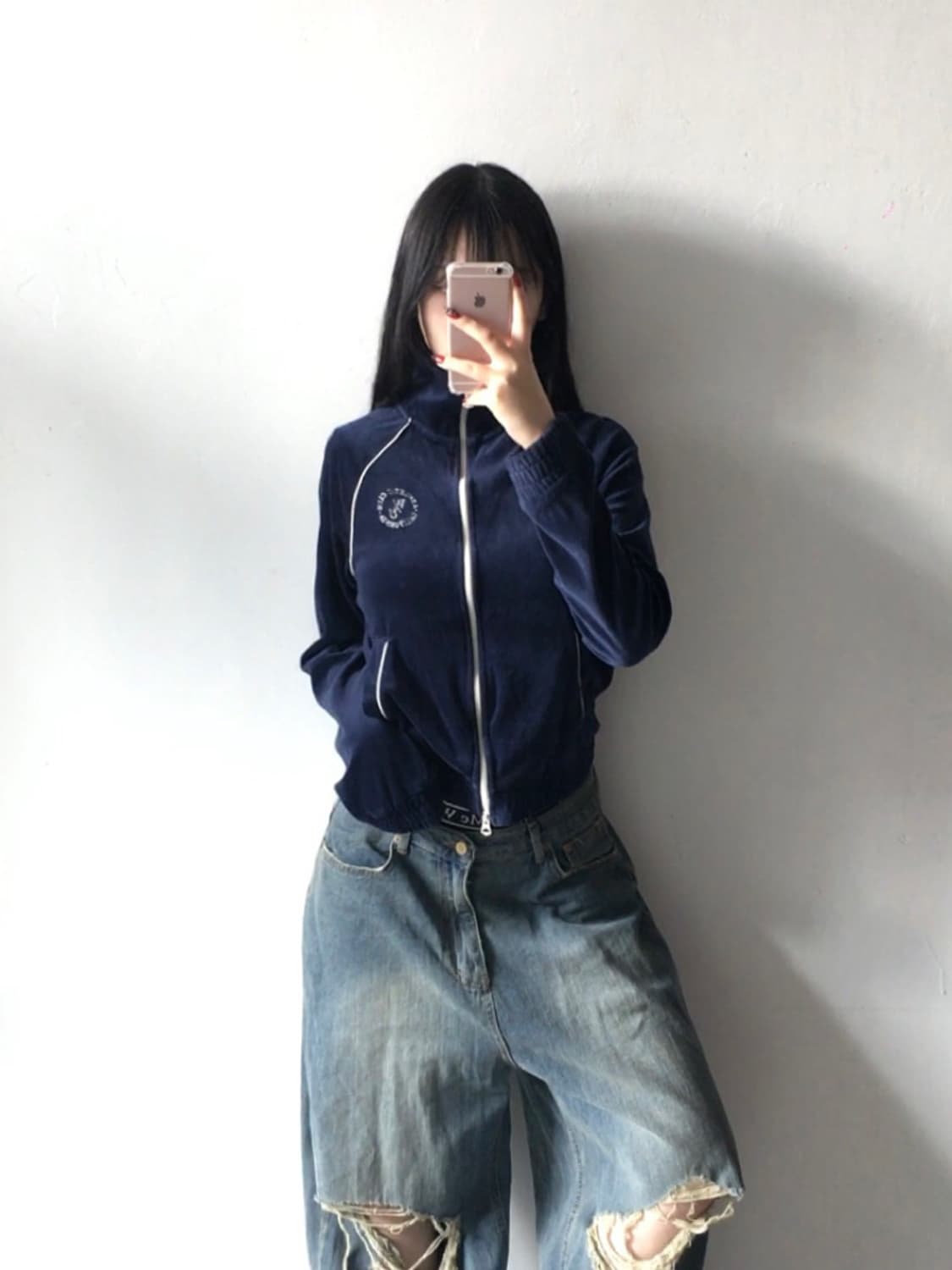 후아유 벨벳 집업 상품이미지1