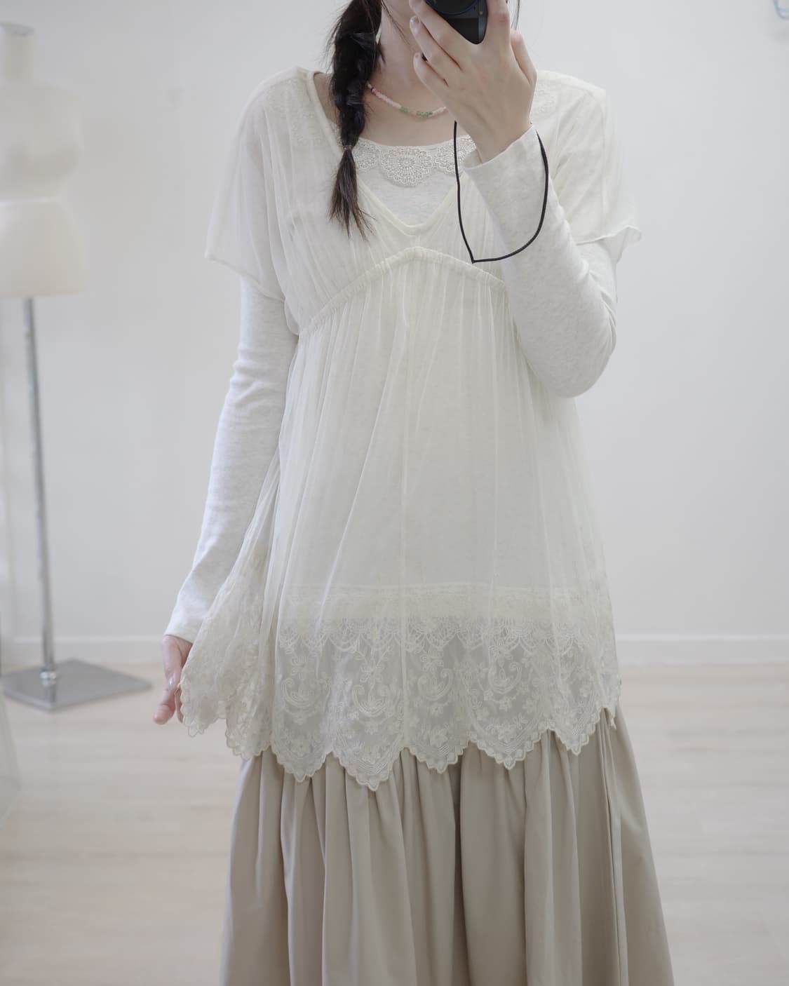  Jeanasis oatmeal lace sleeveless tee 상품이미지3