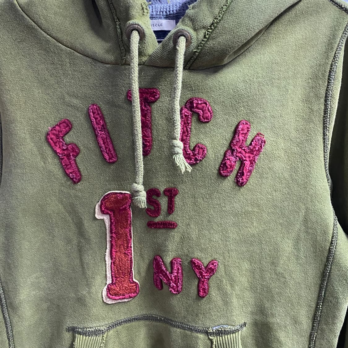 아베크롬비 빈티지 패치로고 카키 후드티 B4568 상품이미지3