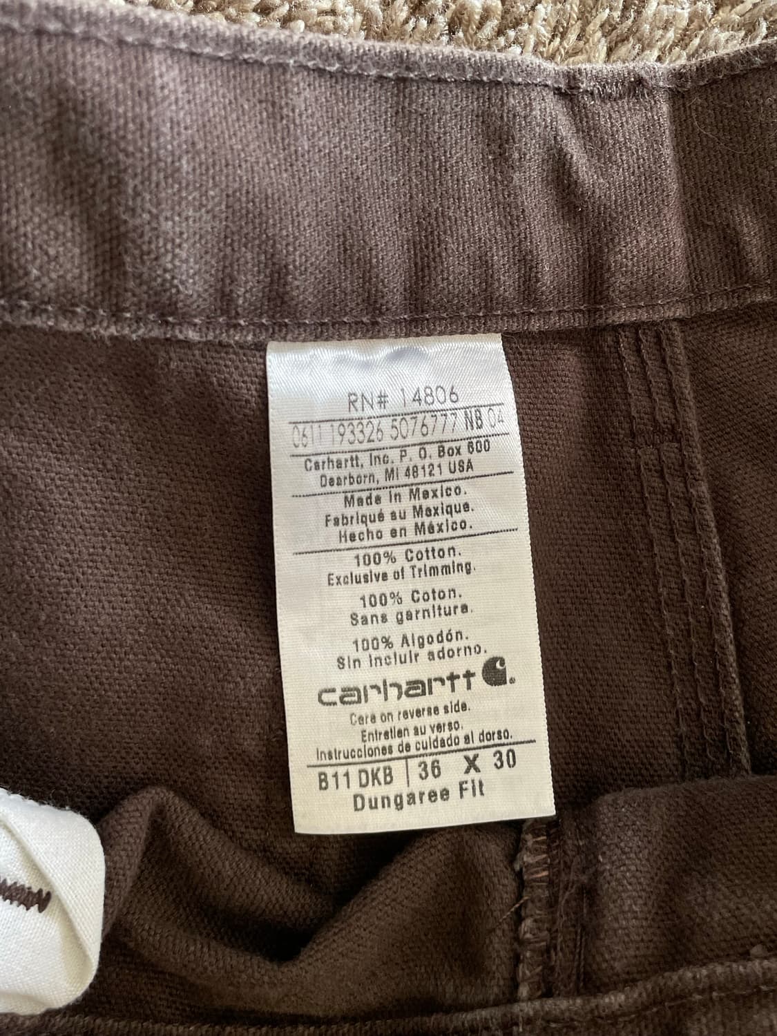Carhartt B11 dkb 카펜터팬츠 다크브라운 칼하트 상품이미지3
