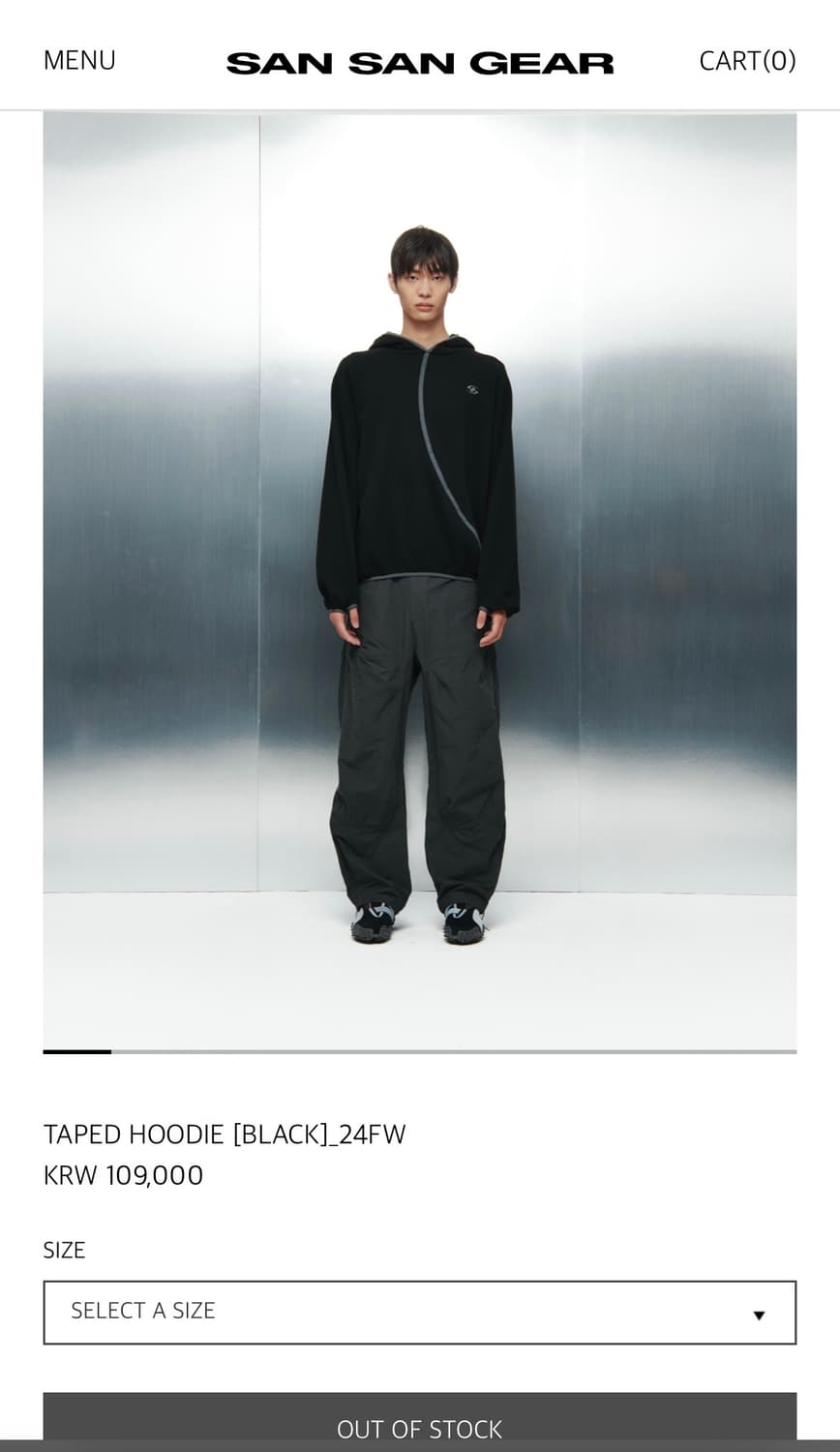 산산기어 테이프드 후디 24fw 블랙 상품이미지1