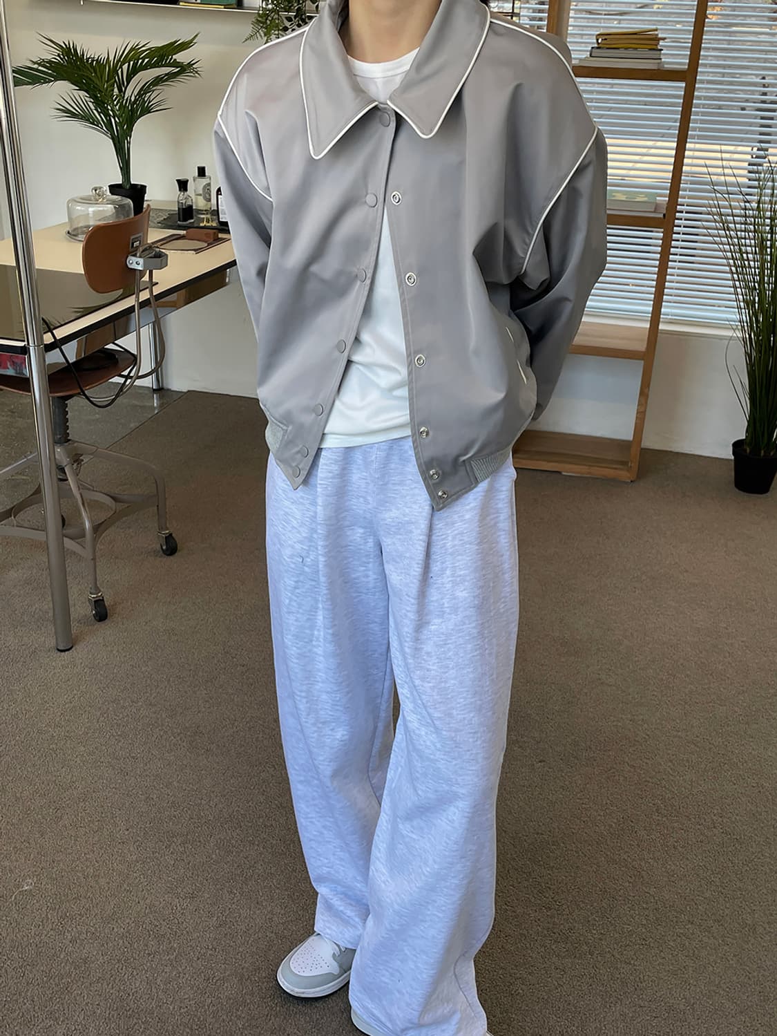 바시티 블루종 점퍼 그레이 상품이미지1