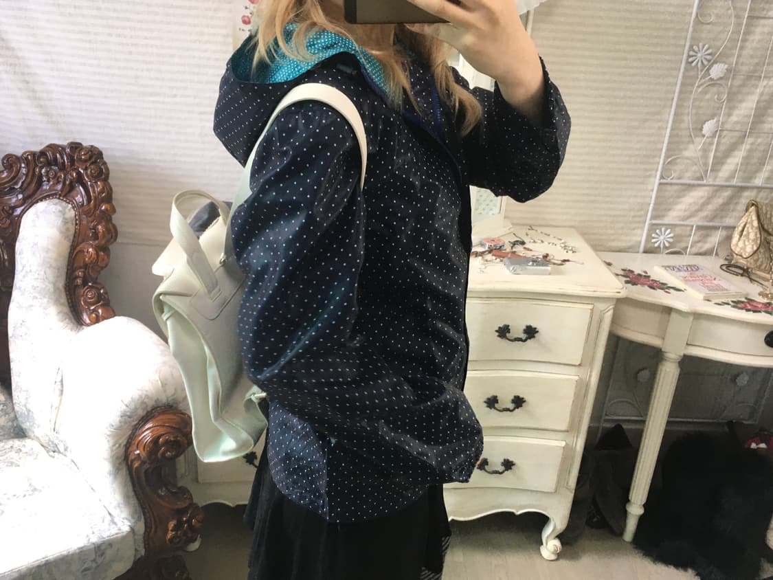 빈티지 네이비 민트 도트 바람막이 상품이미지2