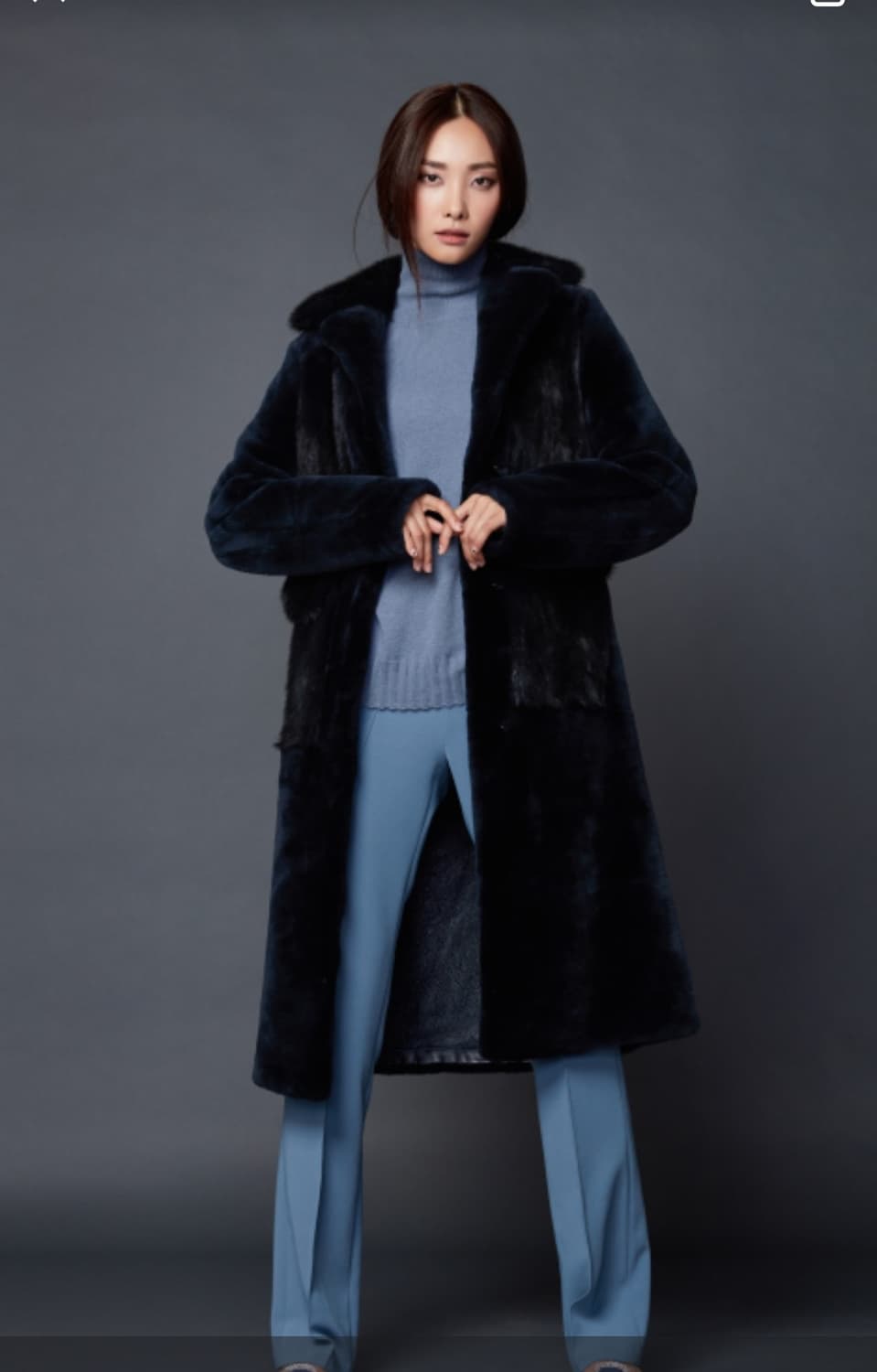 JBY 천연 양모 & 밍크 콤비 퍼 코트 77사이즈 상품이미지1