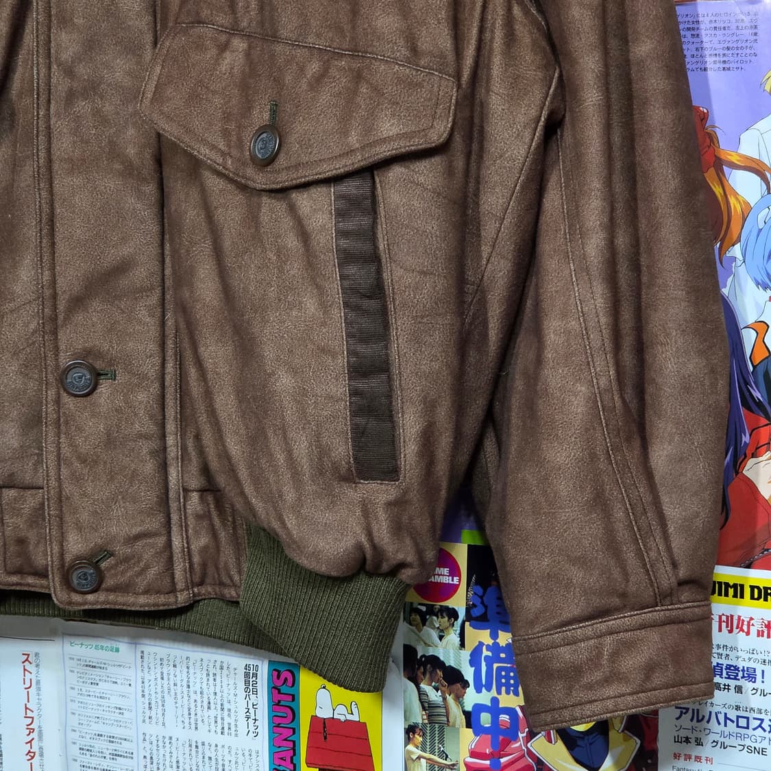 JPN 빈티지 브라운 스웨이드 누빔 봄버 자켓 상품이미지4