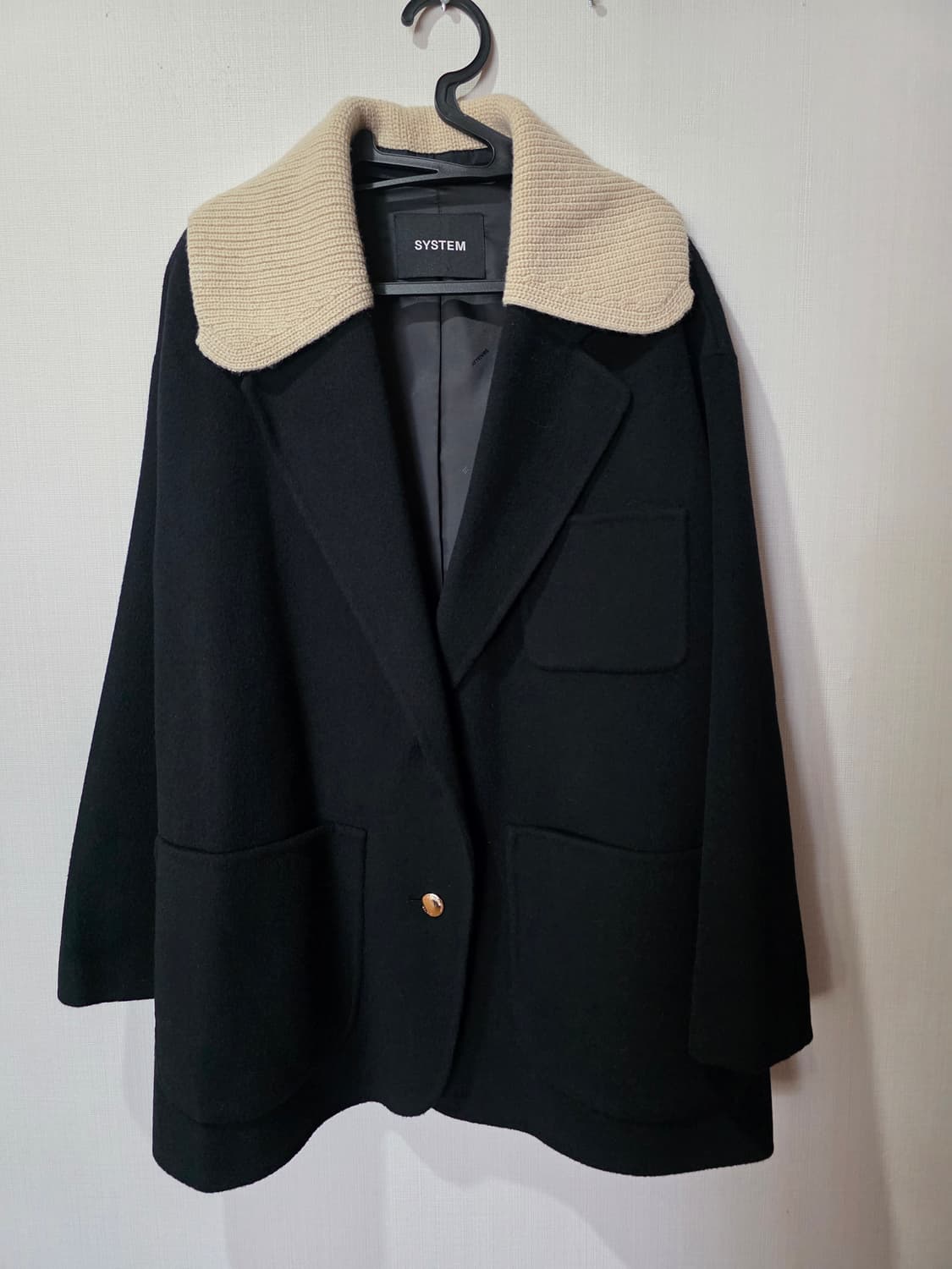 시스템 캐시미어 블랙 코트 상품이미지1