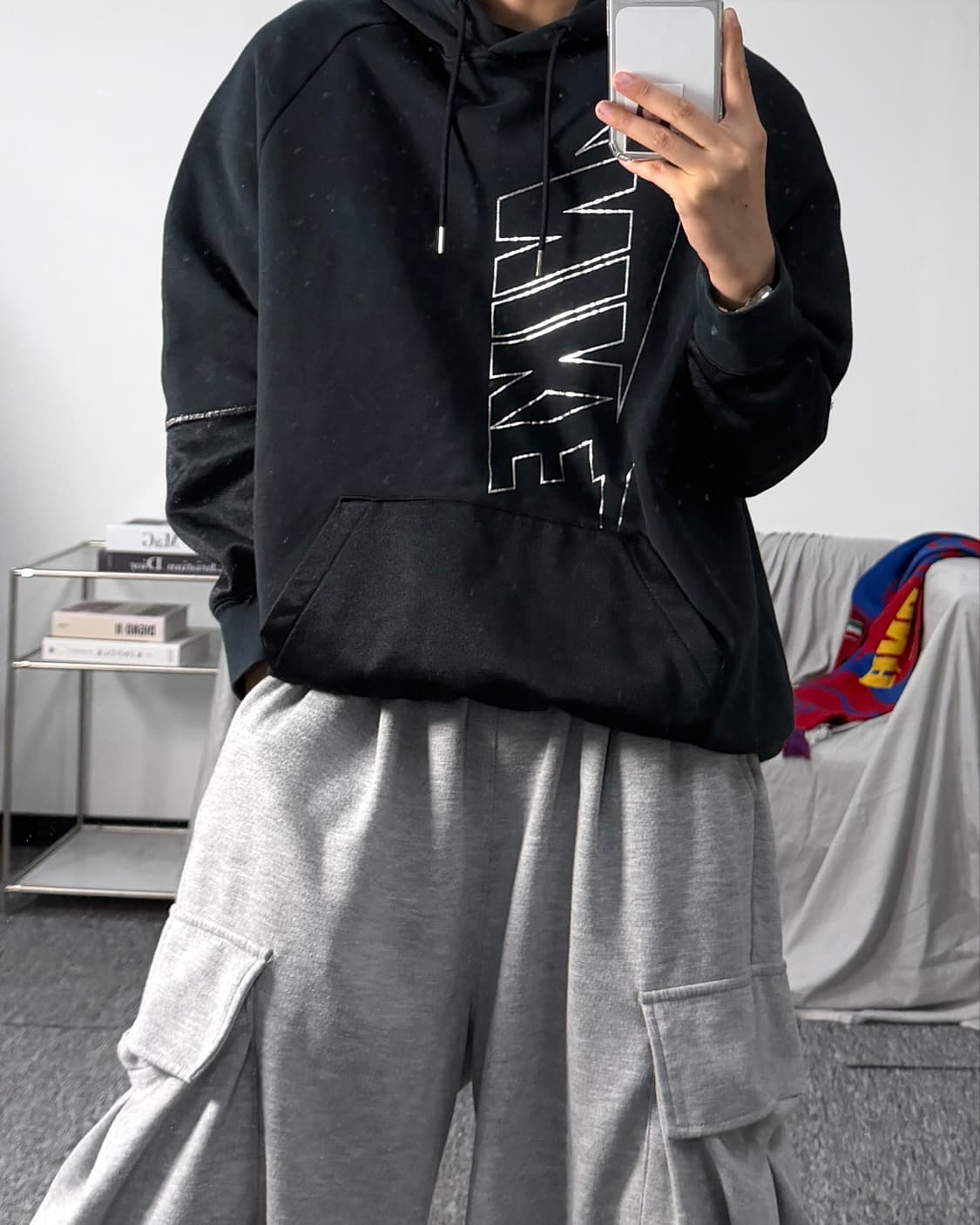 나이키 블랙 빅로고 후드티 L 상품이미지3