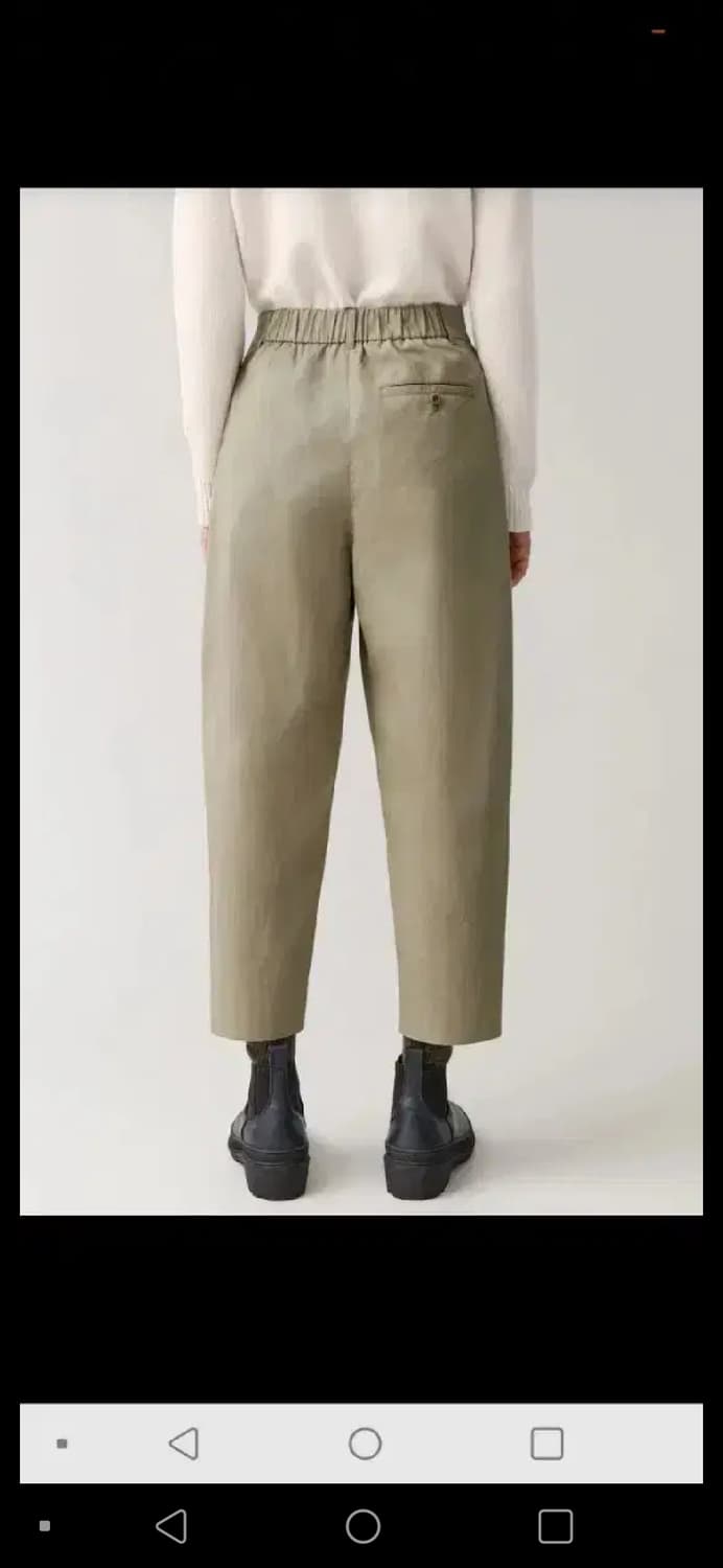 새상품 COS 코스 라운디드 코튼 트라우저 36 카키 상품이미지3