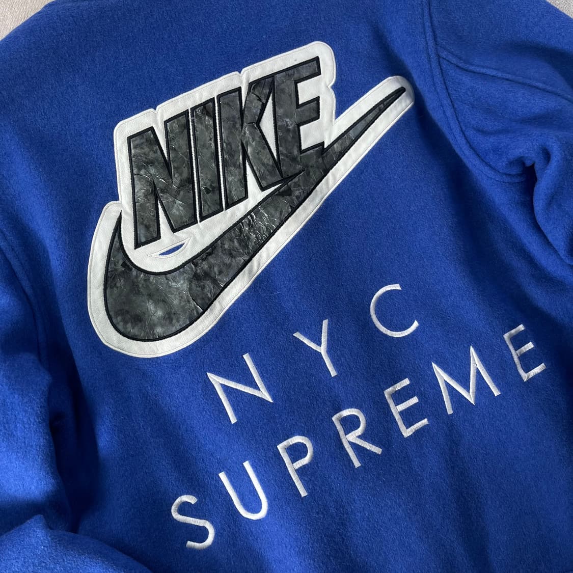 100 나이키 X 슈프림 스타장 슈나장 블루 2007 바시티 자켓 상품이미지8