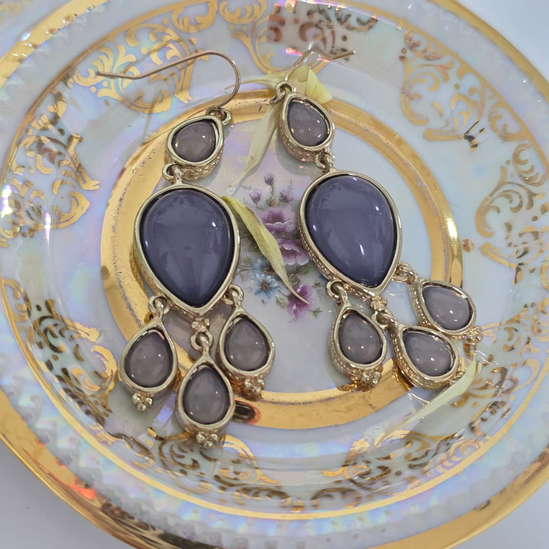 빈티지 앤틱 물방울 드롭 그레이블루 귀걸이 상품이미지3