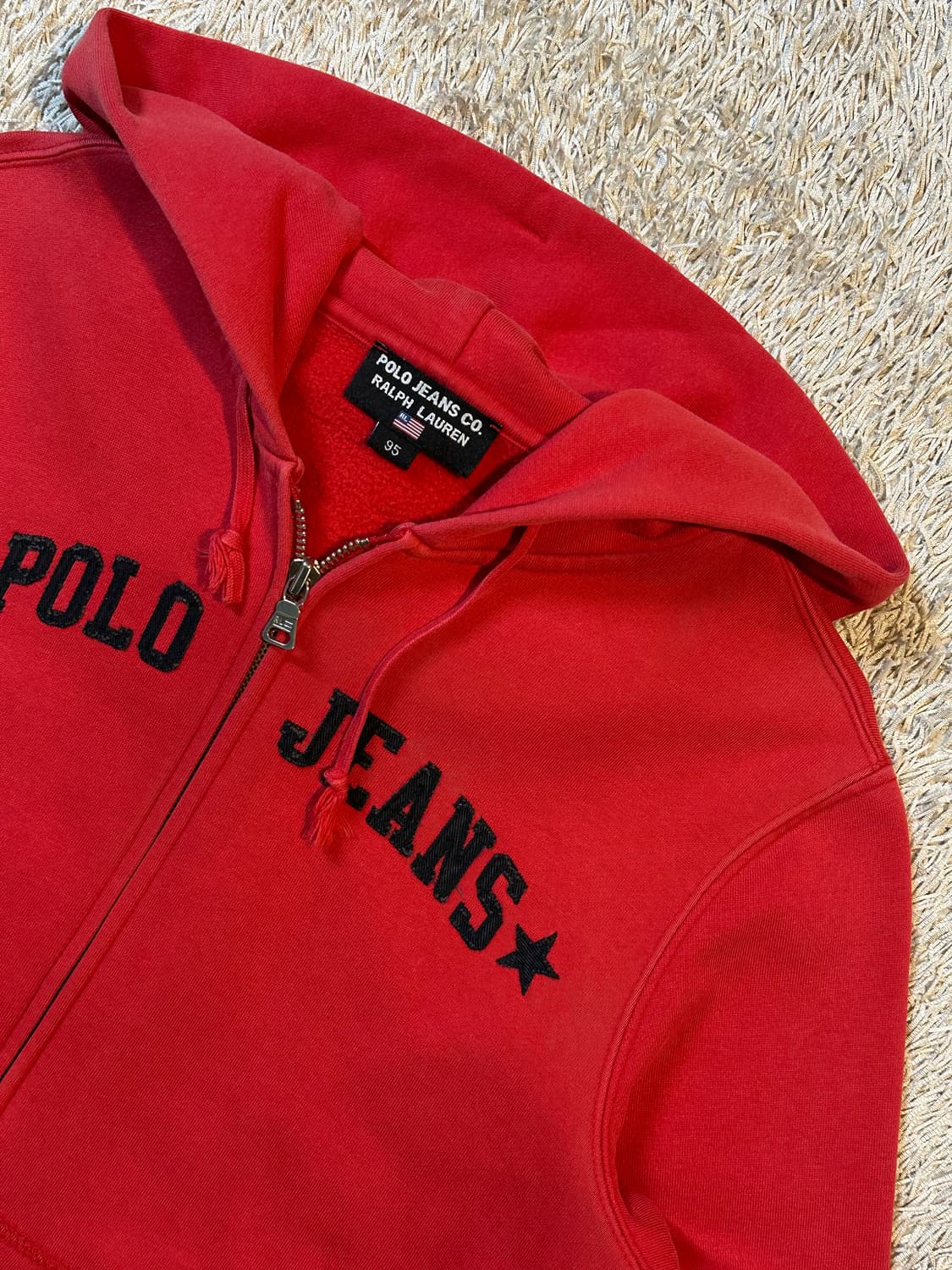 폴로 진스 POLO JEANS 스펠아웃 후드집업 레드 상품이미지2