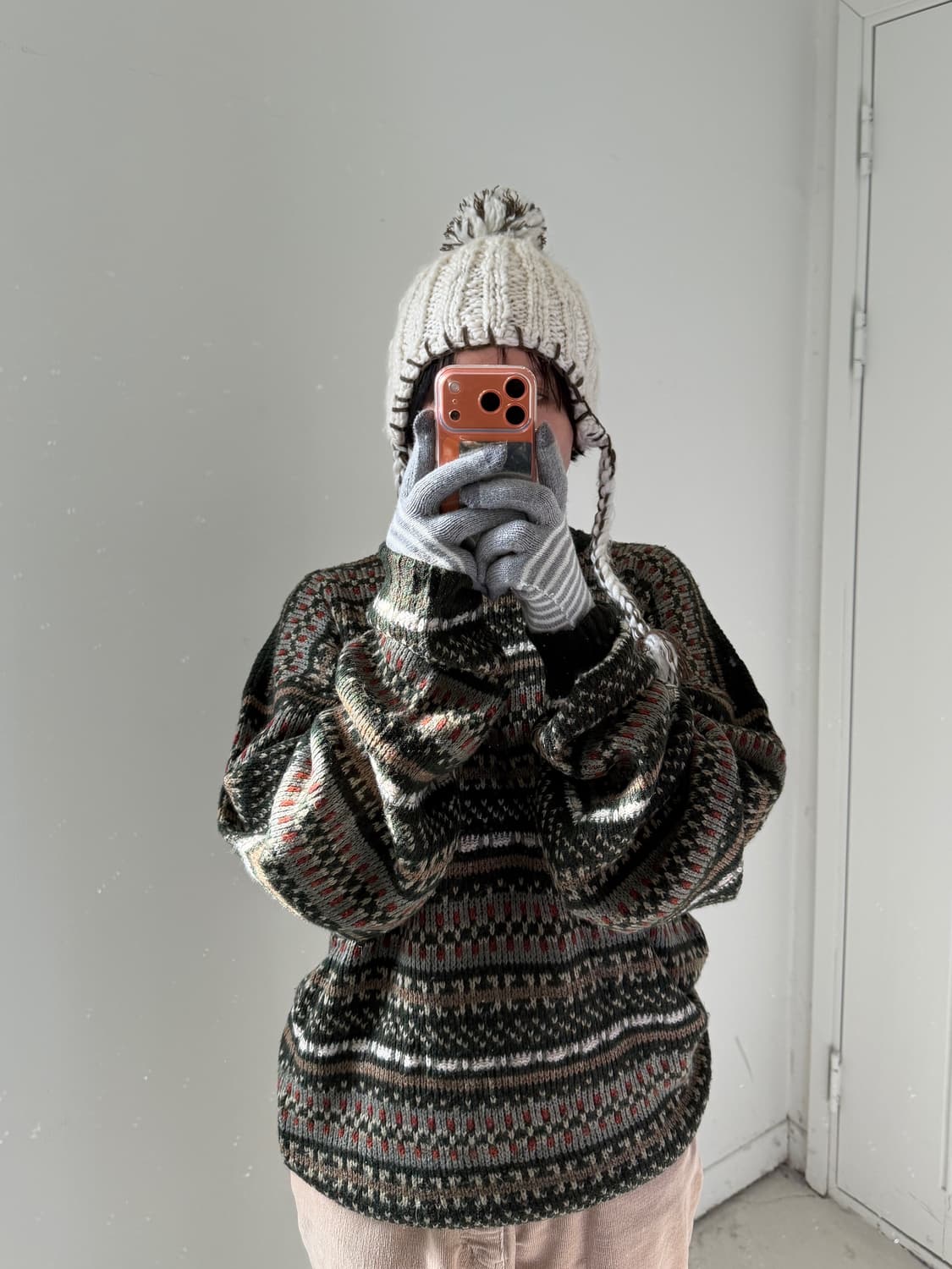 딥그린 페어아일 패턴 스웨터니트 상품이미지1