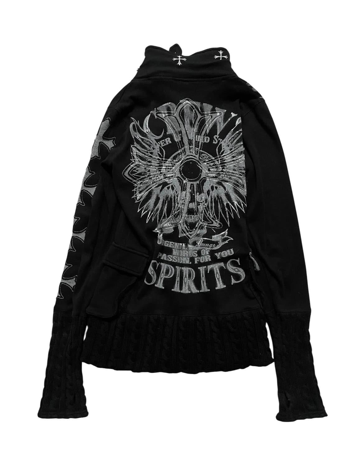 Vkei 00s Glitz 글리츠고스크로스십자가하이넥크롬깔투웨이니트집업 상품이미지9