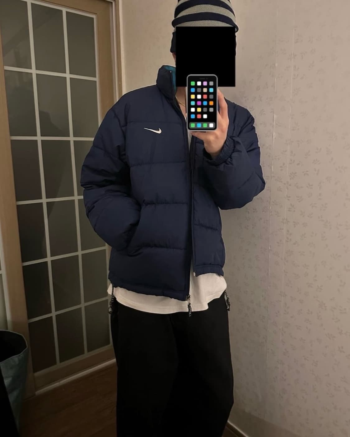 나이키 네이비 뉴챔프 패딩 빈티지 네이비 스카이 블루 리버시블 상품이미지1