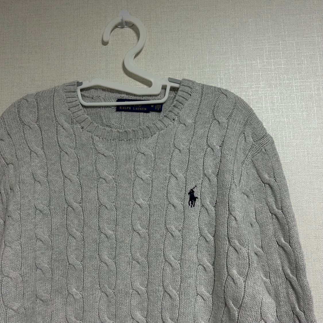 폴로 랄프로렌 신형 꽈배기 니트 그레이 M  상품이미지4