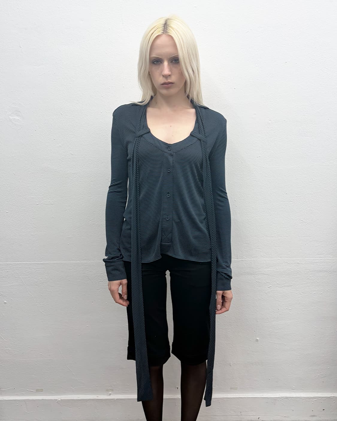 발렌시아가 2002S/S 스트라이프 타이 넥 탑 상품이미지3