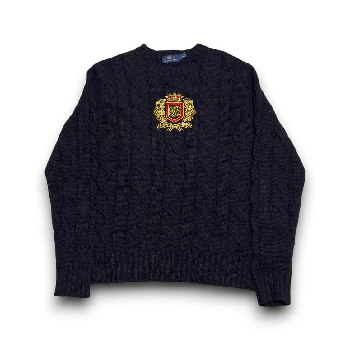 Polo Ralph Lauren 크레스트 자수 블랙 케이블 니트 상품이미지1