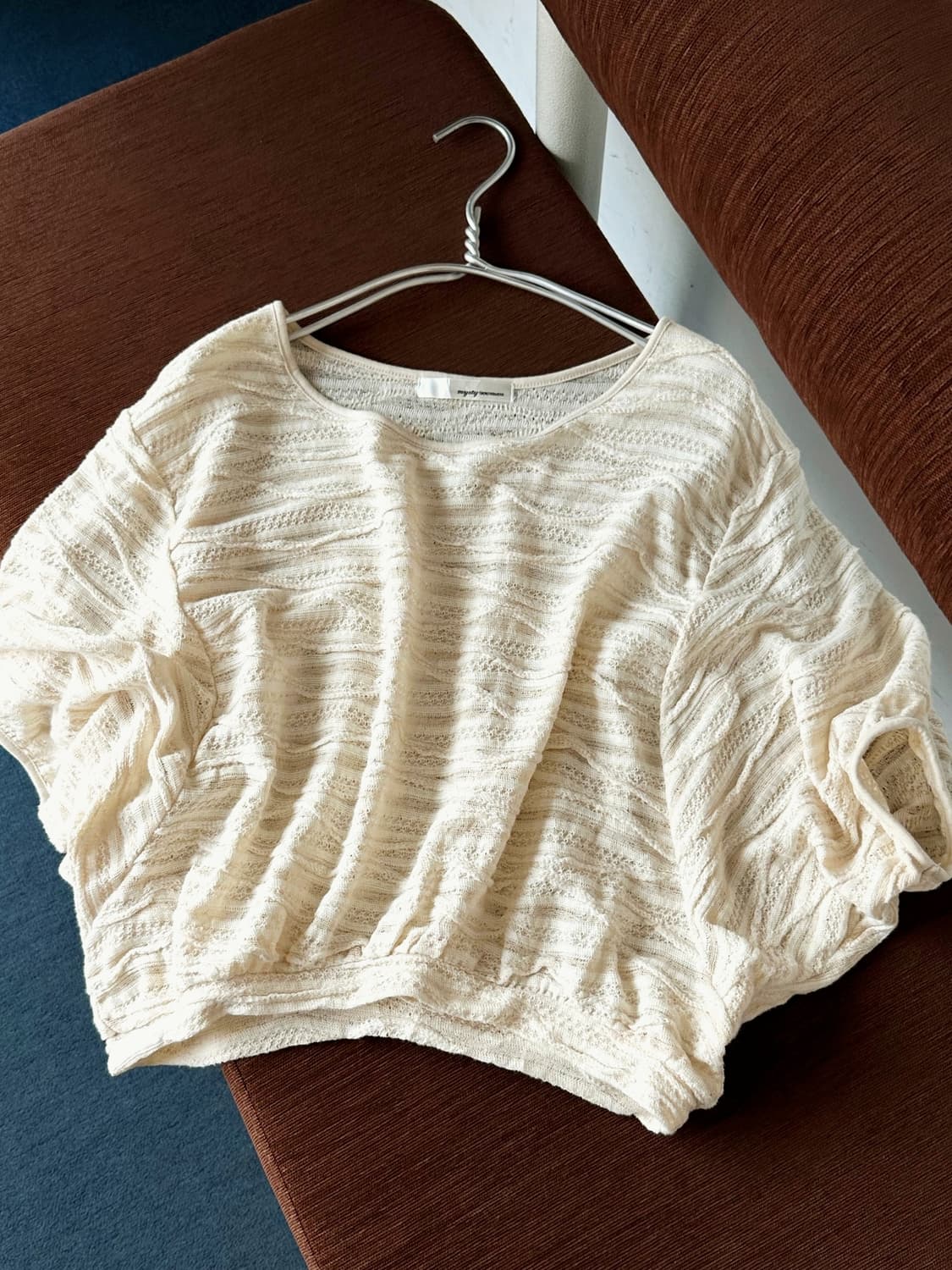 Loose gauge knit fabric wide top 상품이미지1